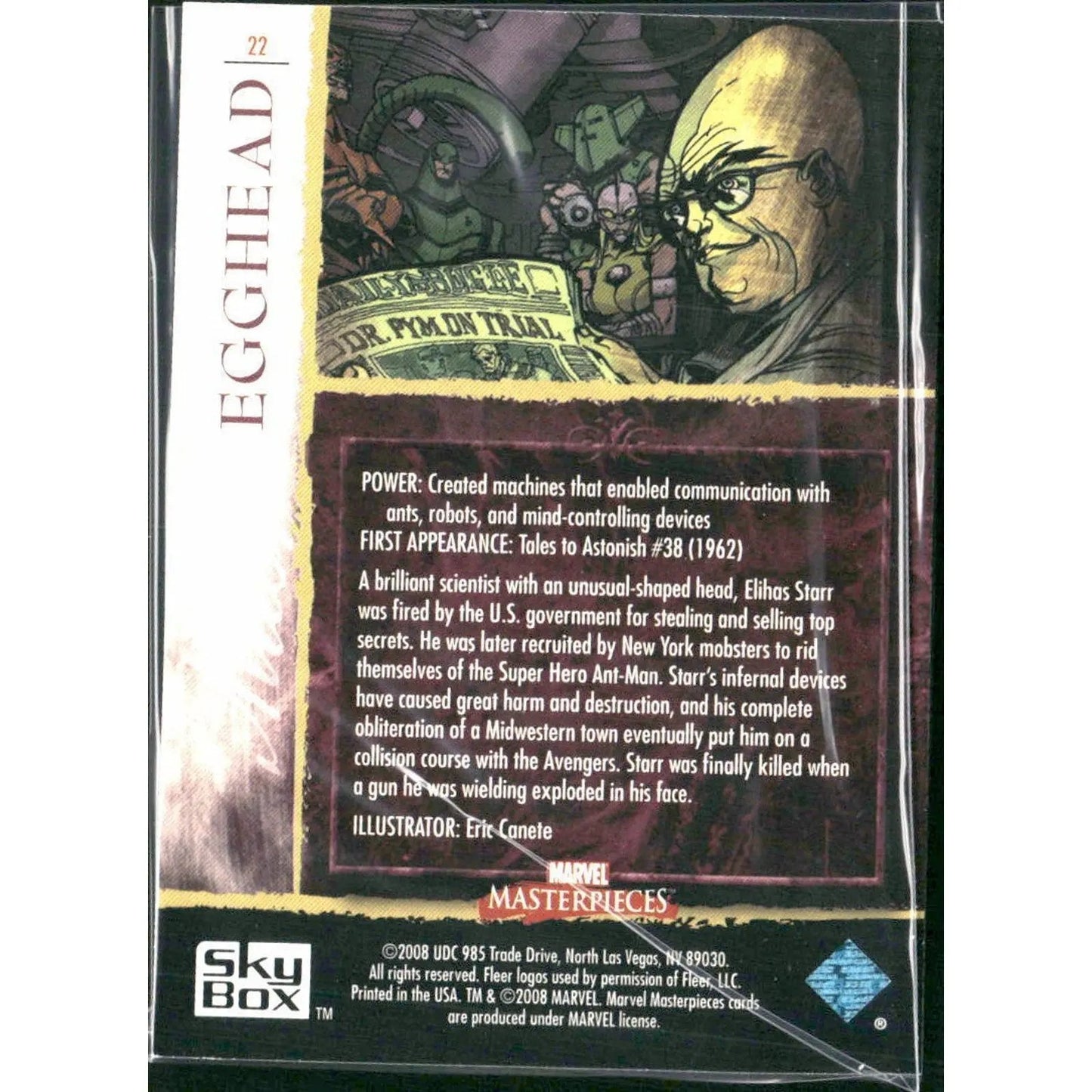 2008 Upper Deck Marvel Masterpieces Set 2 #22 Egghead - MOD Shop LLC