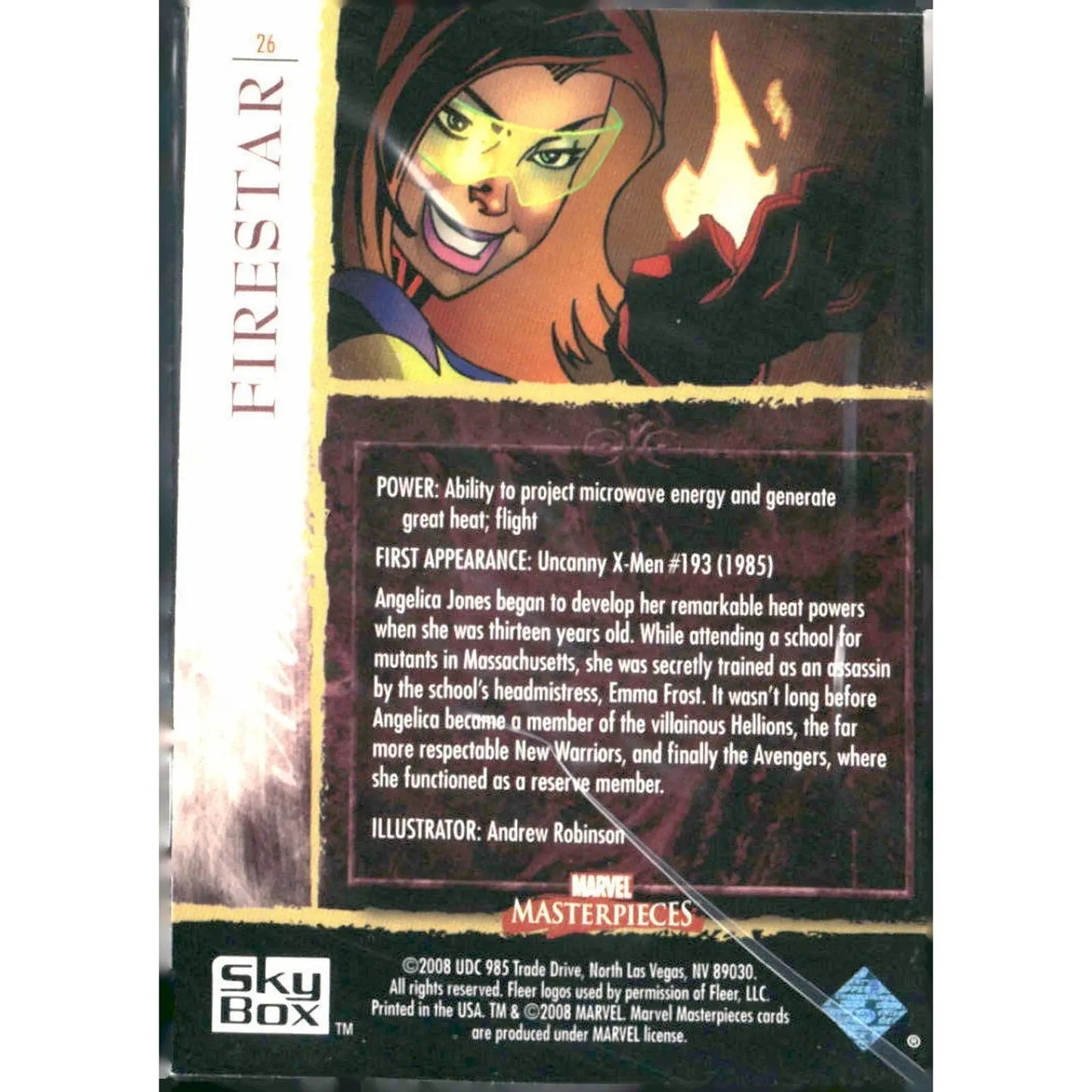 2008 Upper Deck Marvel Masterpieces Set 2 #26 Firestar - MOD Shop LLC