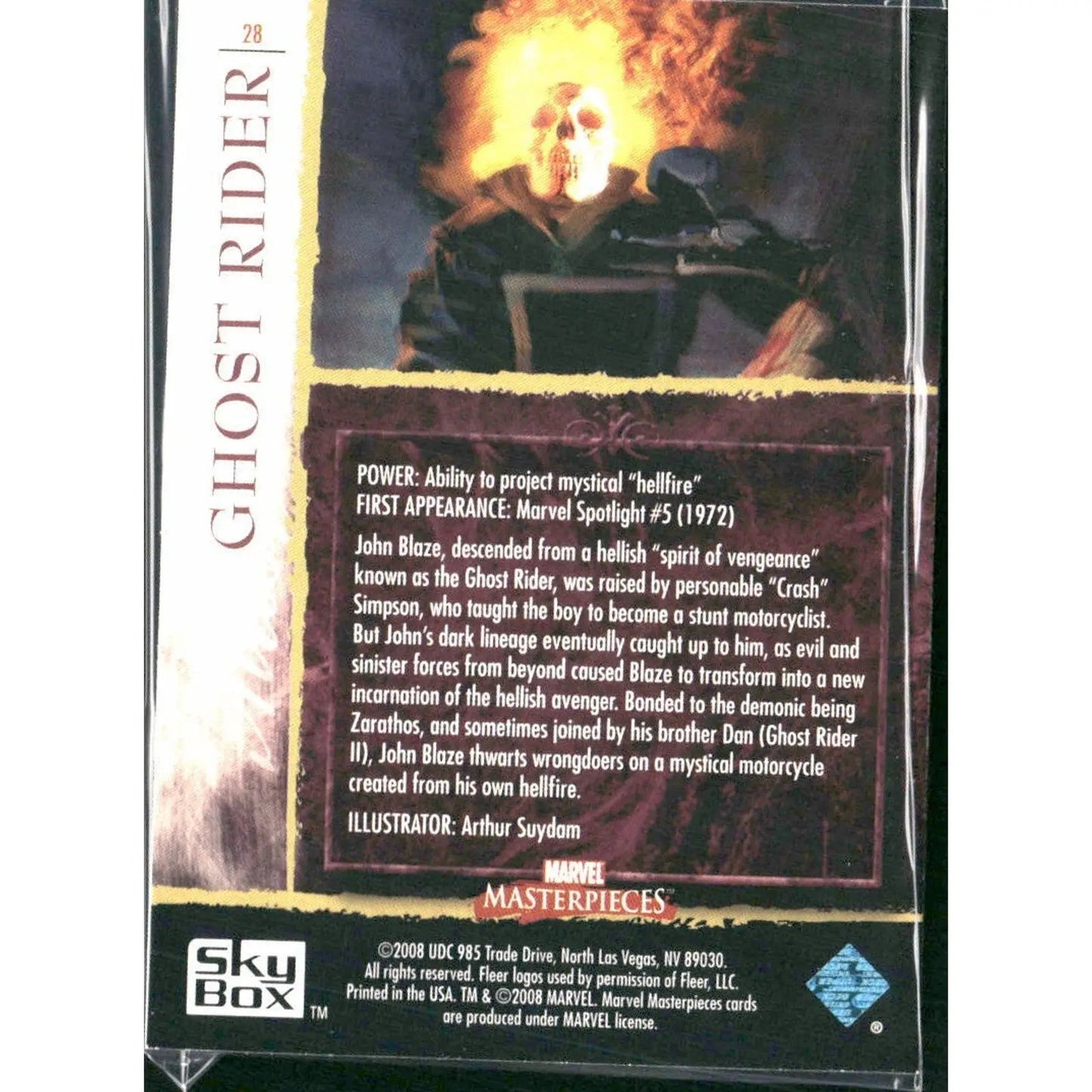 2008 Upper Deck Marvel Masterpieces Set 2 #28 Ghost Rider - MOD Shop LLC