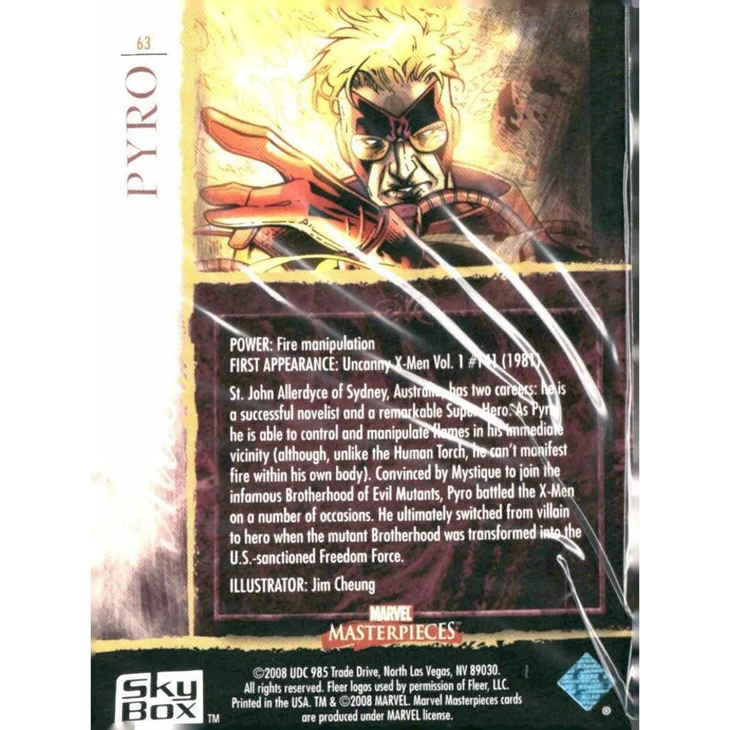 2008 Upper Deck Marvel Masterpieces Set 2 #63 Pyro - MOD Shop LLC