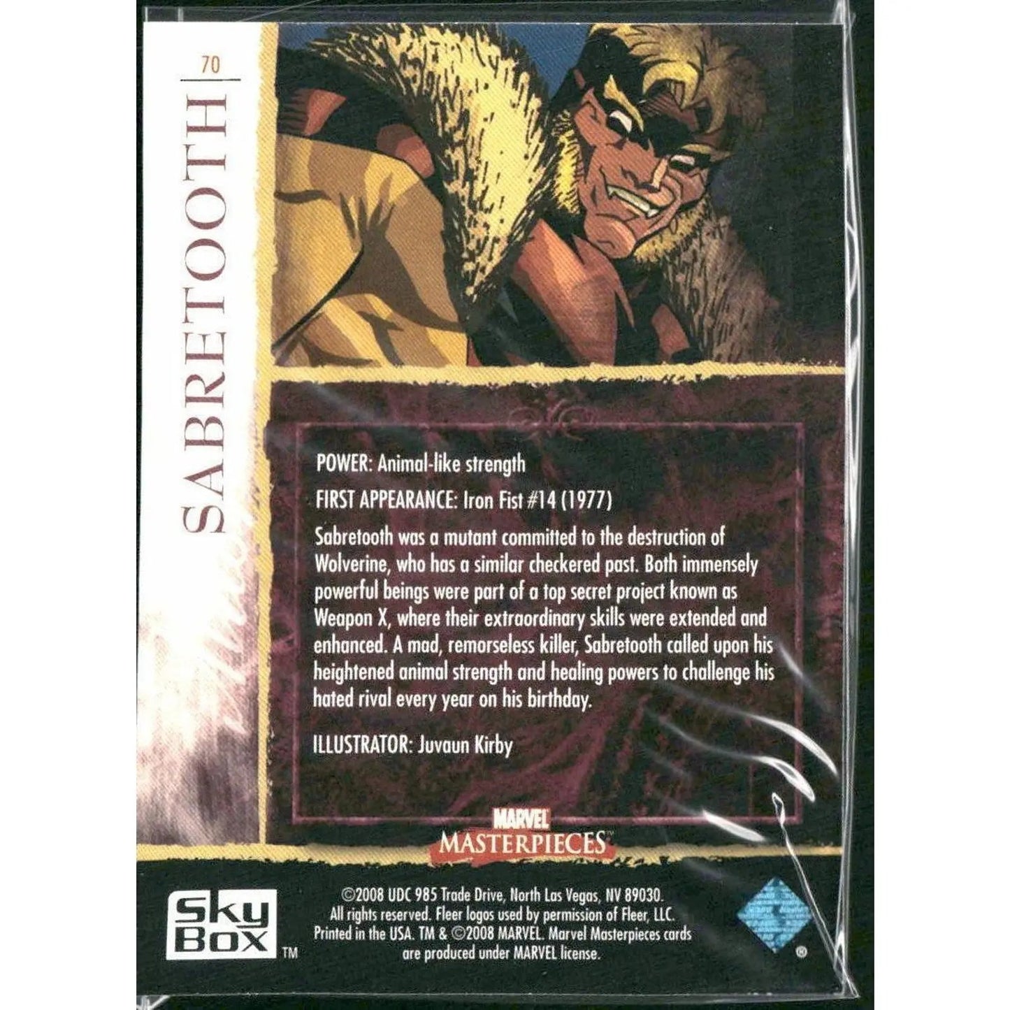 2008 Upper Deck Marvel Masterpieces Set 2 #70 Sabretooth - MOD Shop LLC