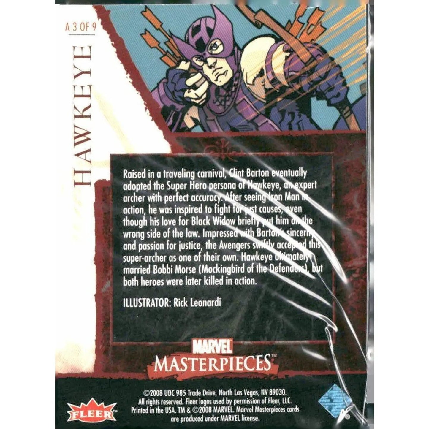 2008 Upper Deck Marvel Masterpieces Set 2 #A3 Hawkeye - MOD Shop LLC