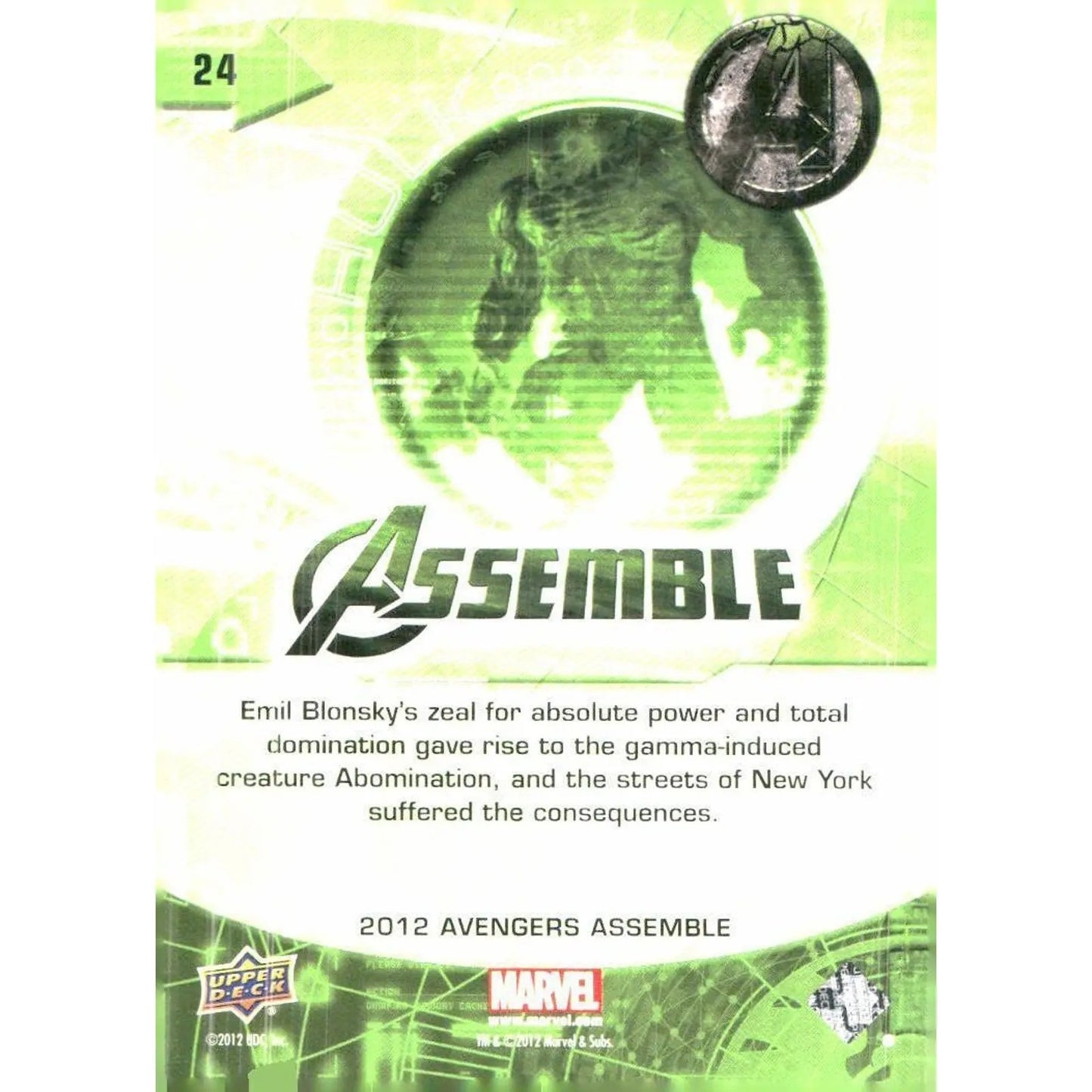 2012 Upper Deck Avengers Assemble #24 Incredible Hulk - MOD Shop LLC