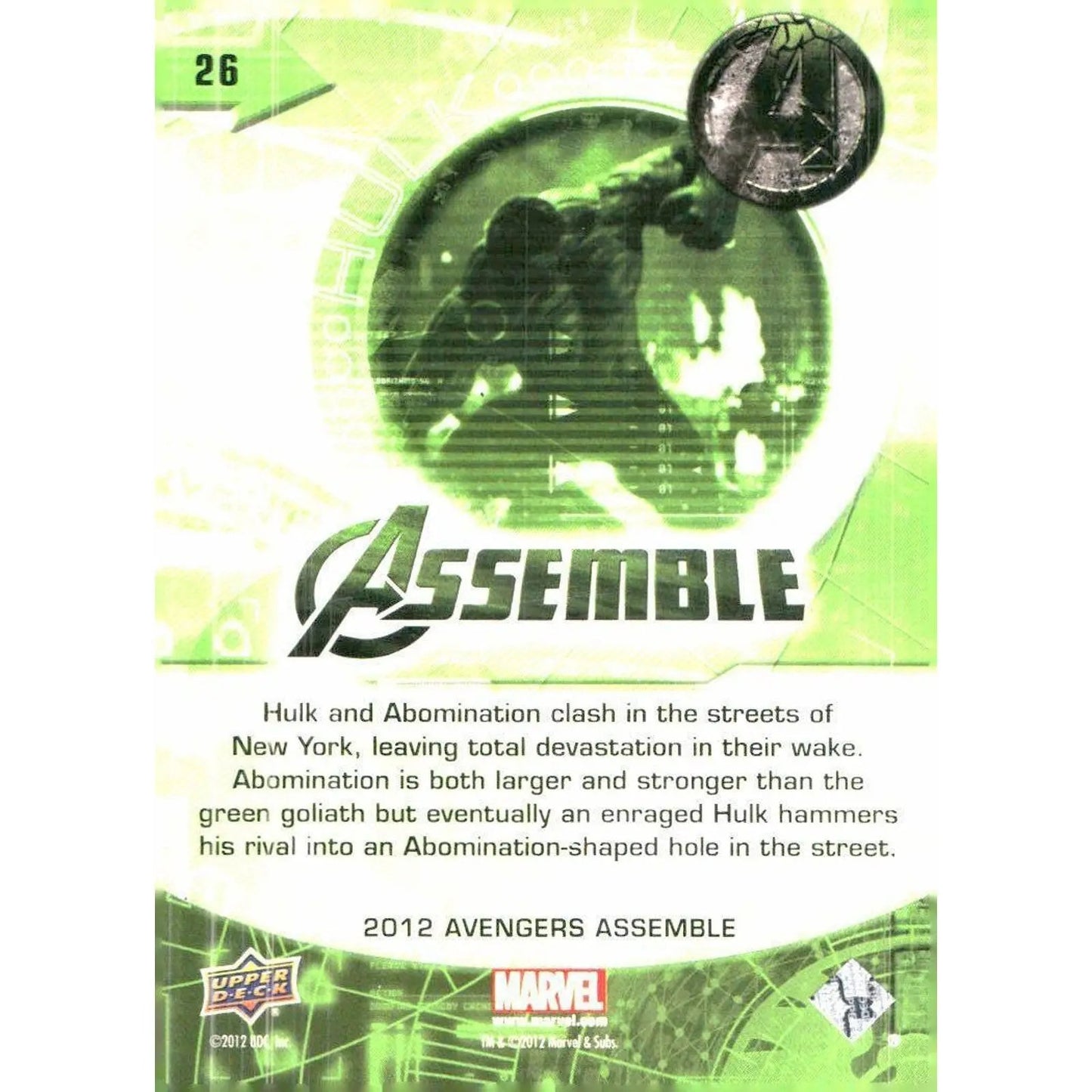 2012 Upper Deck Avengers Assemble #26 Incredible Hulk - MOD Shop LLC