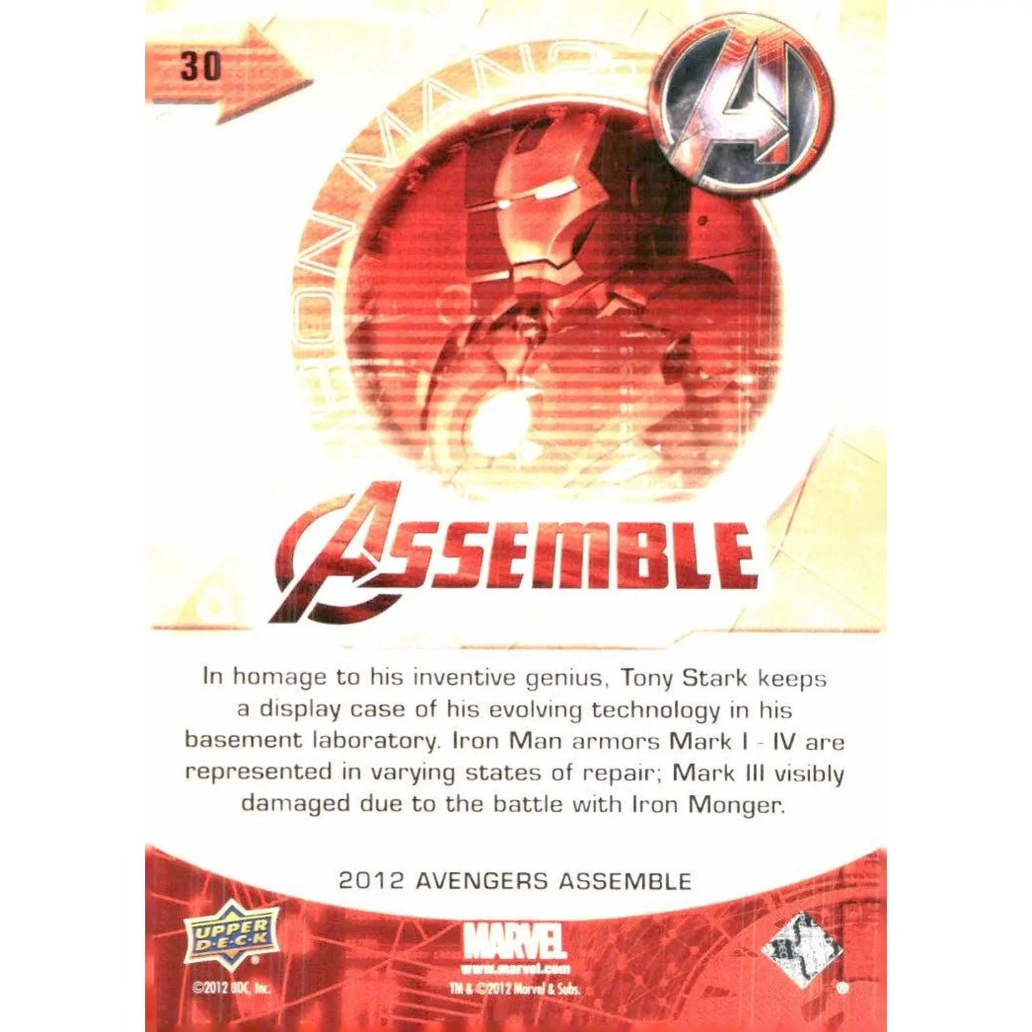 2012 Upper Deck Avengers Assemble #30 Iron Man 2 - MOD Shop LLC