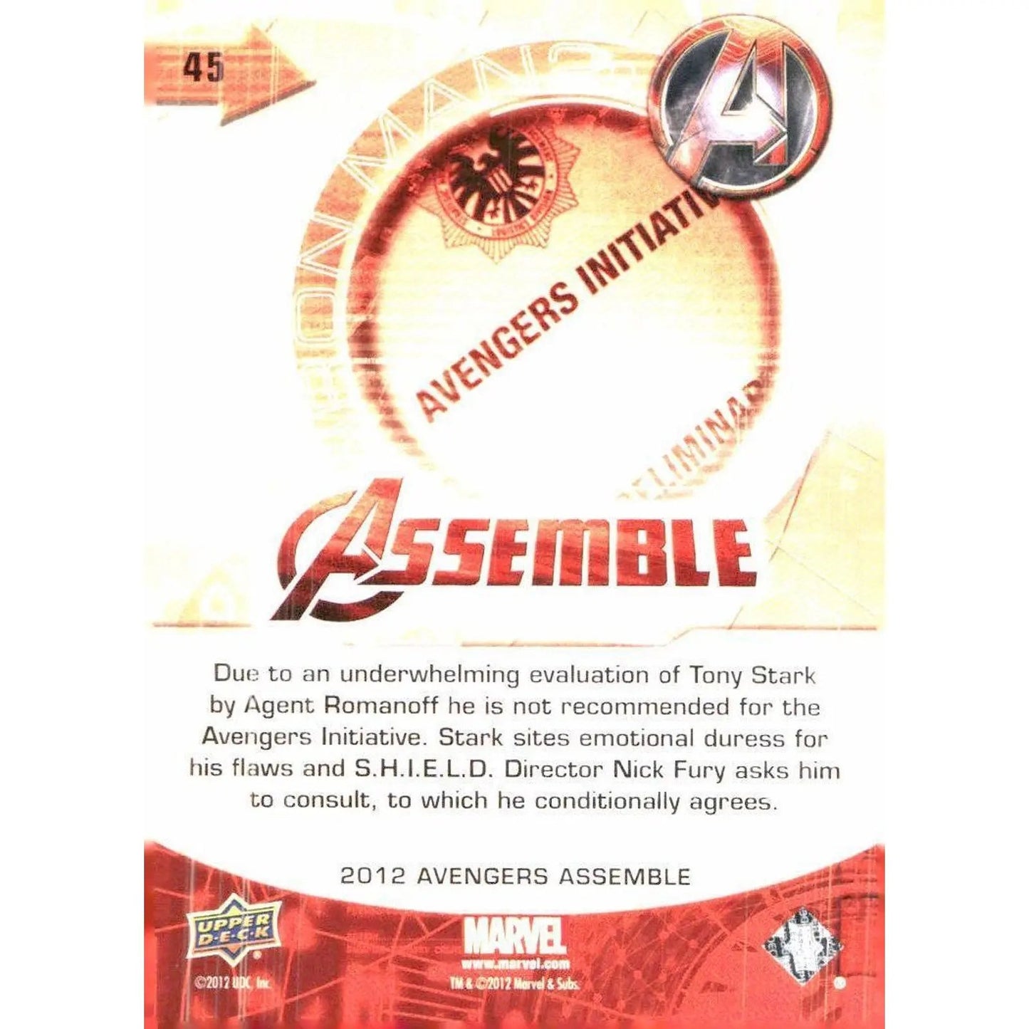 2012 Upper Deck Avengers Assemble #45 Iron Man 2 - MOD Shop LLC