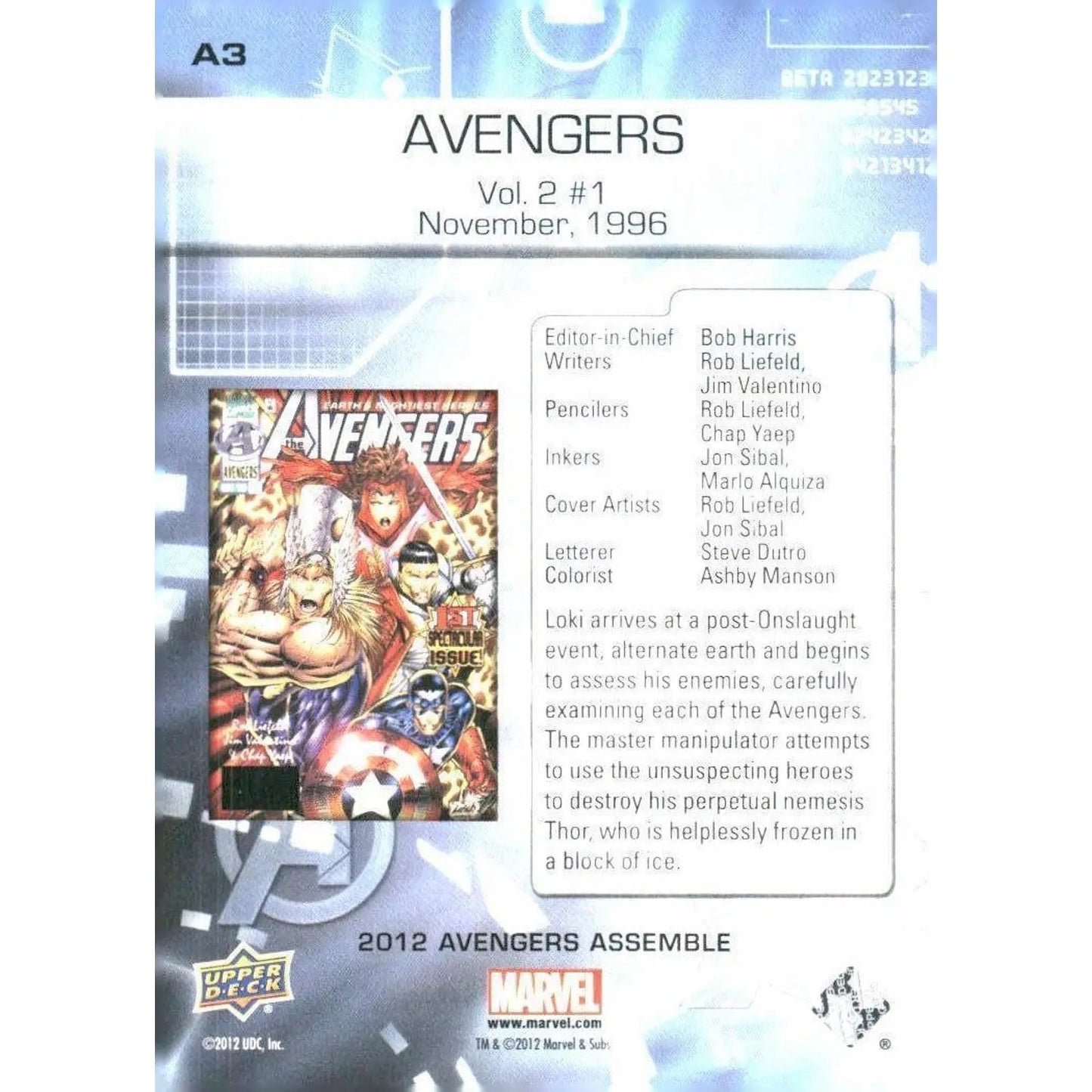 2012 Upper Deck Avengers Assemble #A3 Avengers - Vol. 2 #1 - November, 1996 - MOD Shop LLC
