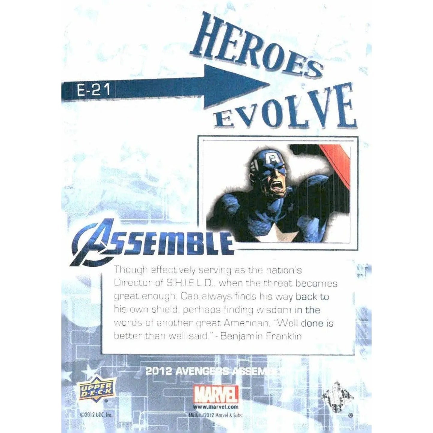 2012 Upper Deck Avengers Assemble #E - 21 Captain America - MOD Shop LLC