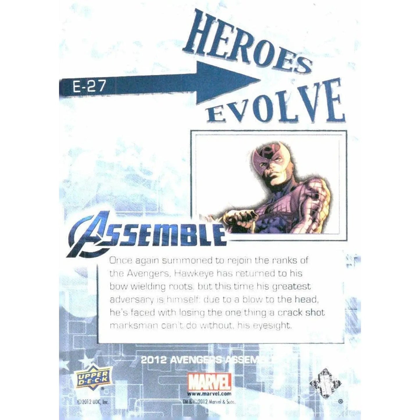 2012 Upper Deck Avengers Assemble #E - 27 Hawkeye - MOD Shop LLC