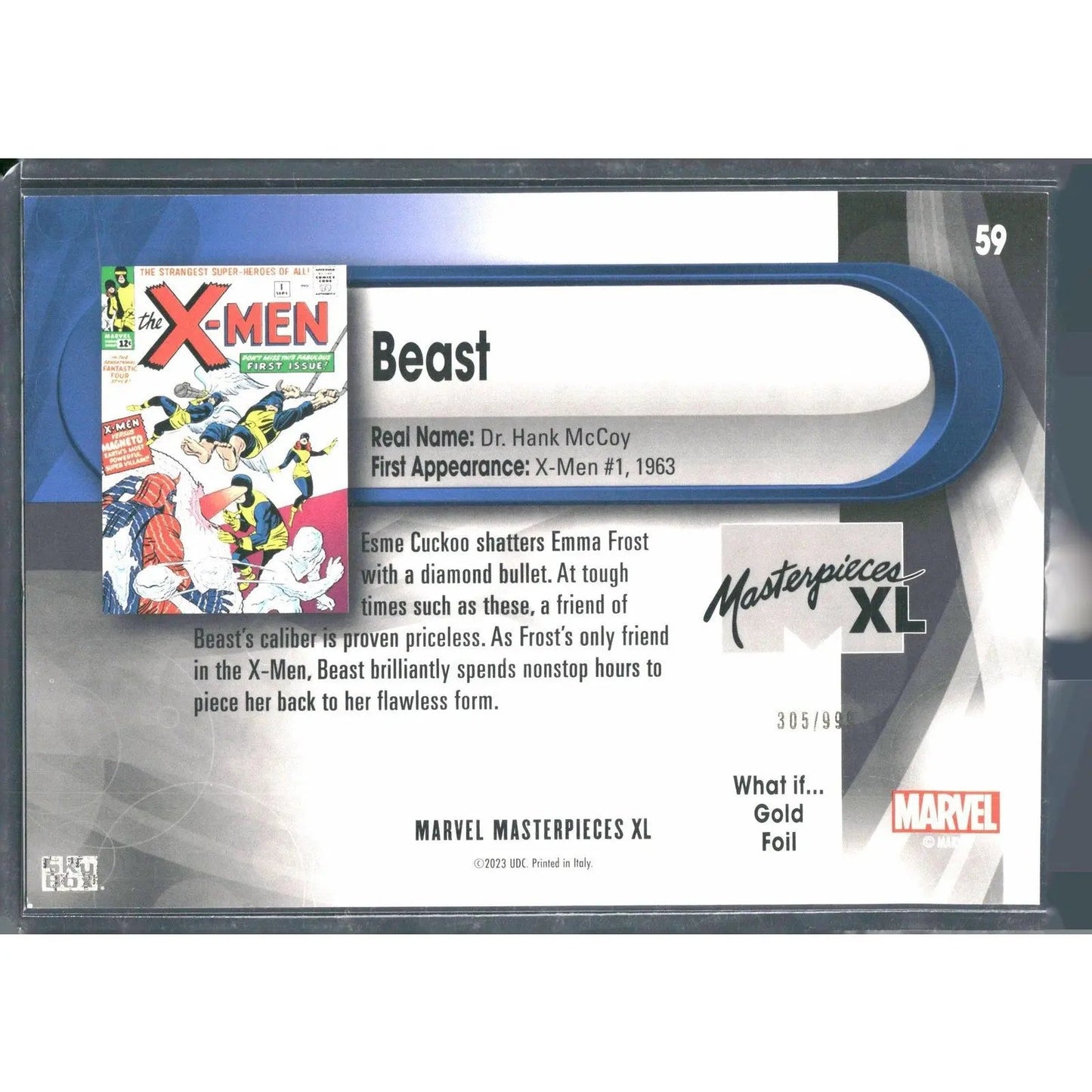 2016 Upper Deck Marvel Masterpieces #59 Beast Lvl 3 WI Gold /999 - MOD Shop LLC