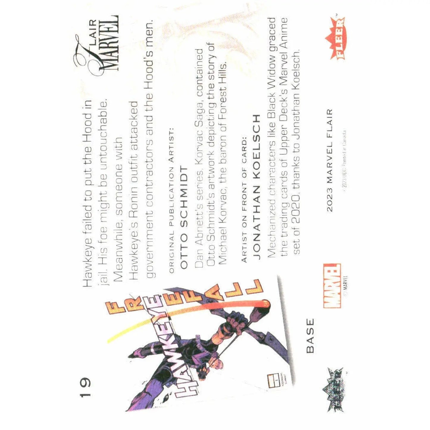 2023 Flair Marvel #19 Hawkeye Base - MOD Shop LLC