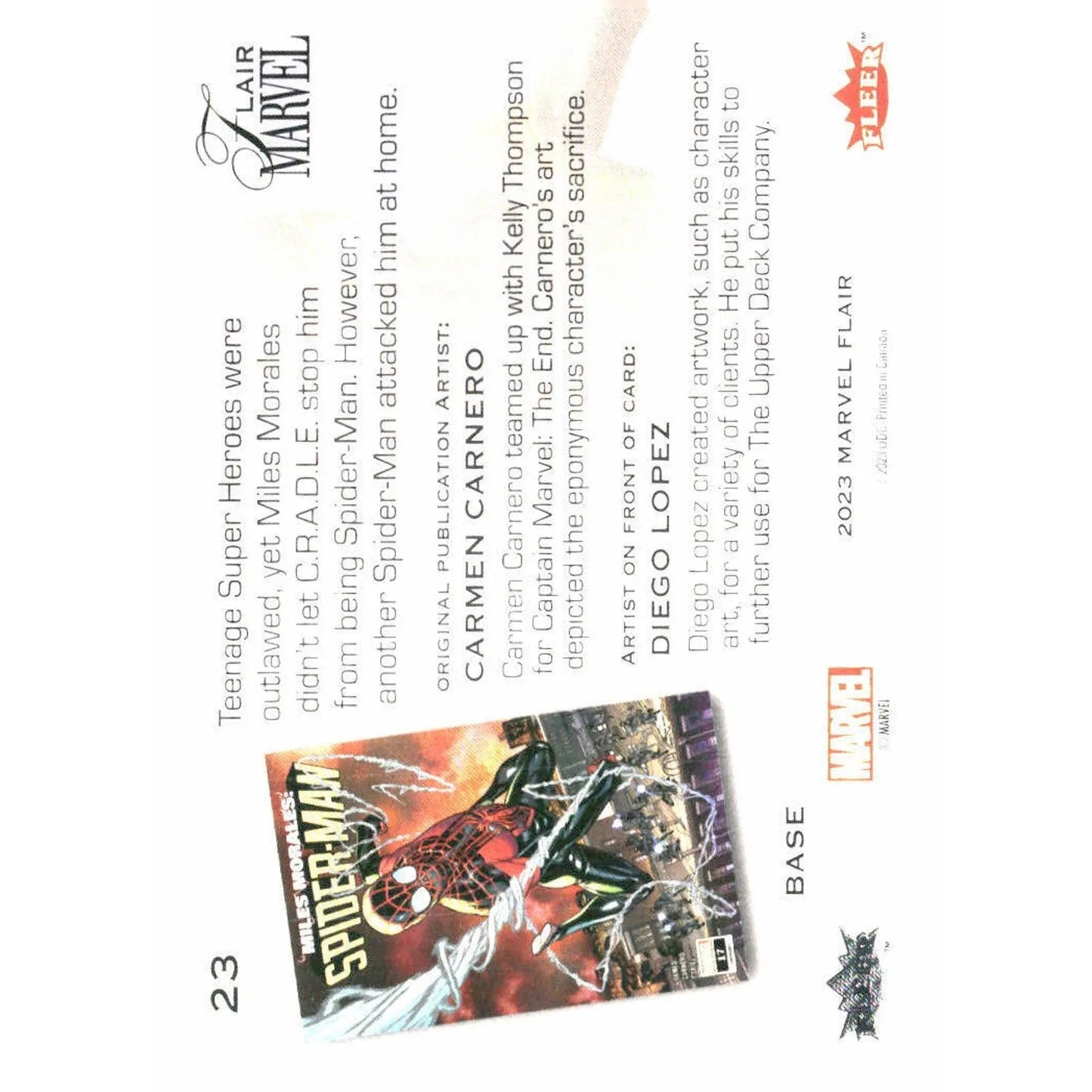 2023 Flair Marvel #23 Miles Morales Base - MOD Shop LLC