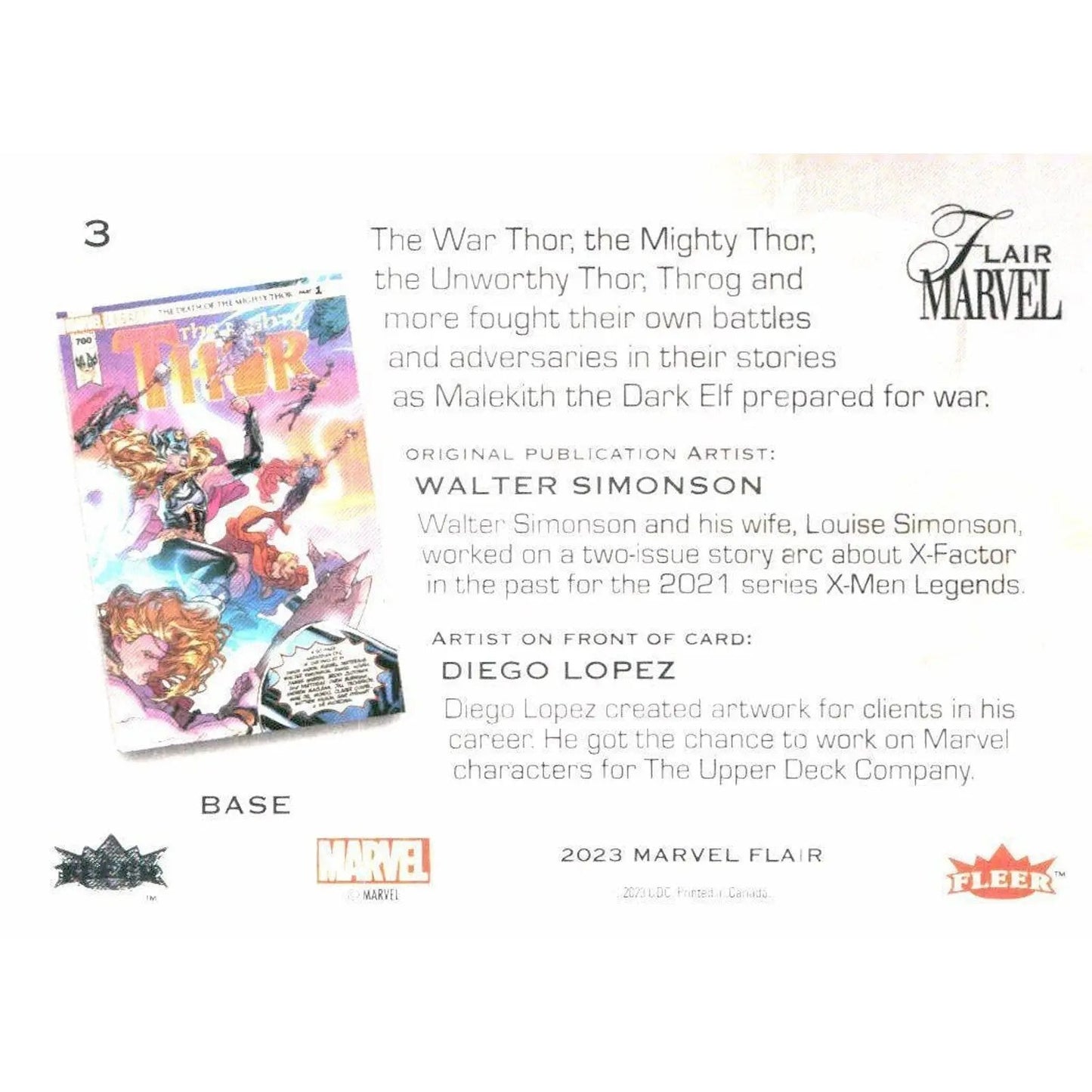 2023 Flair Marvel #3 Thor Base - MOD Shop LLC