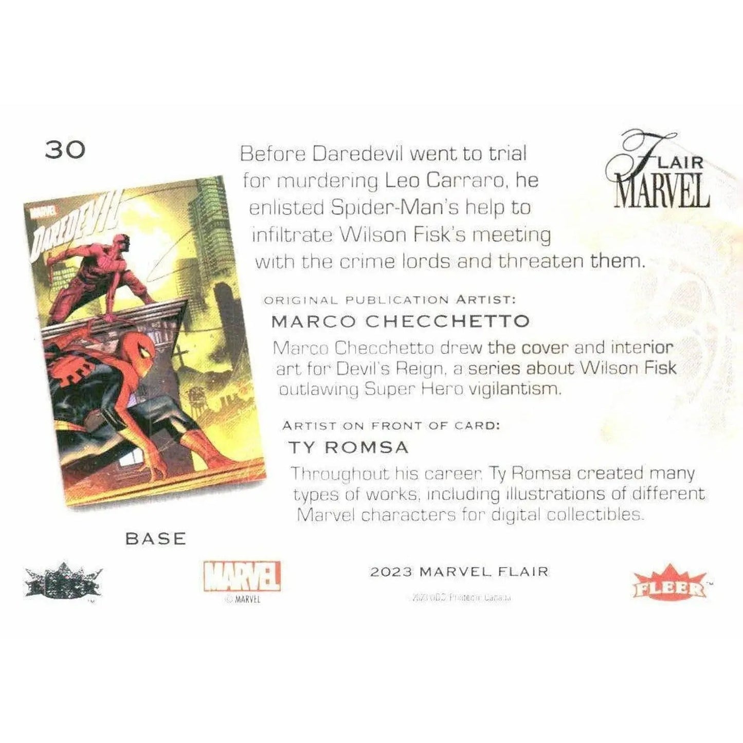 2023 Flair Marvel #30 Daredevil Base - MOD Shop LLC