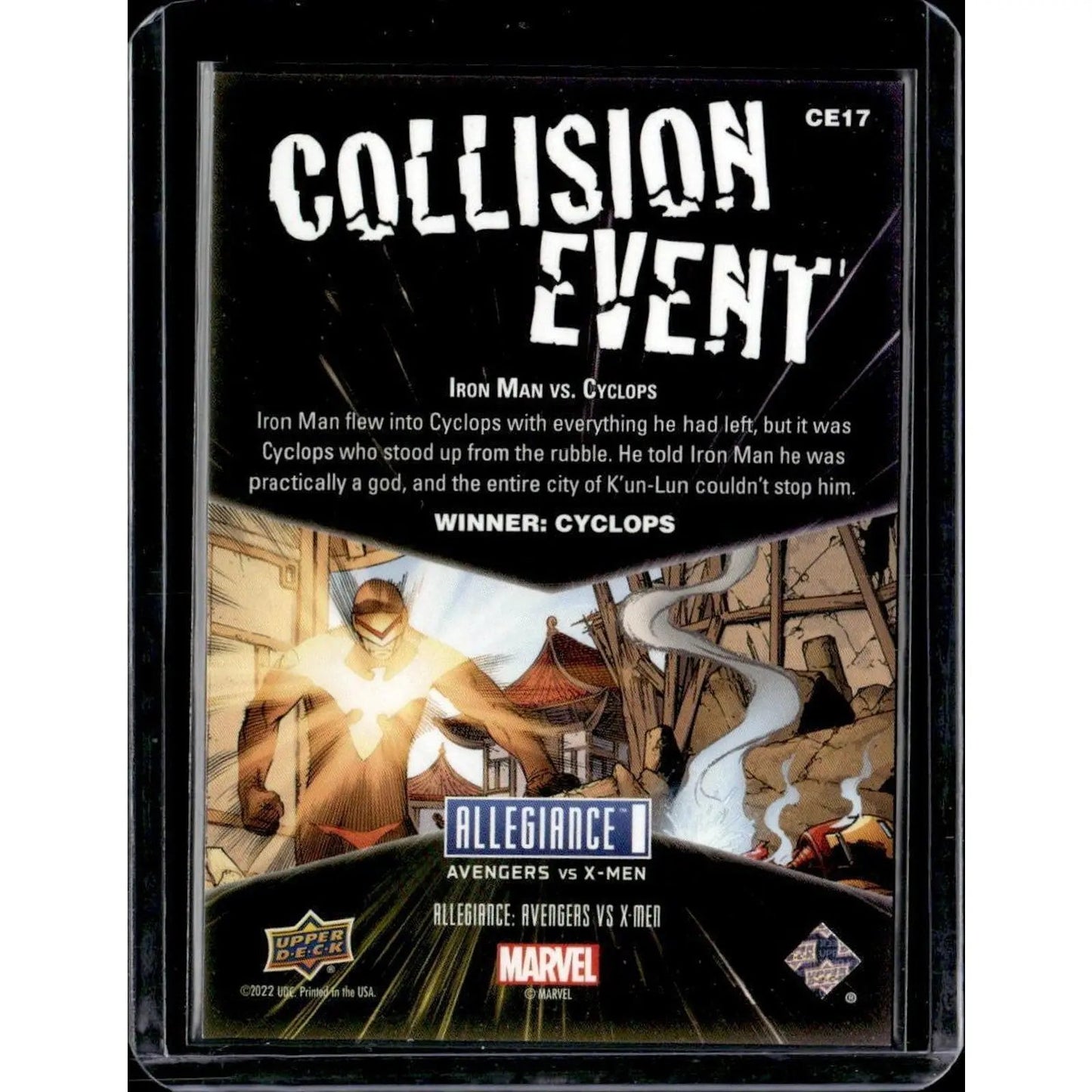 2023 Upper Deck Marvel Allegiance: Avengers vs X - Men #CE17 Iron Man vs. Cyclops - MOD Shop LLC