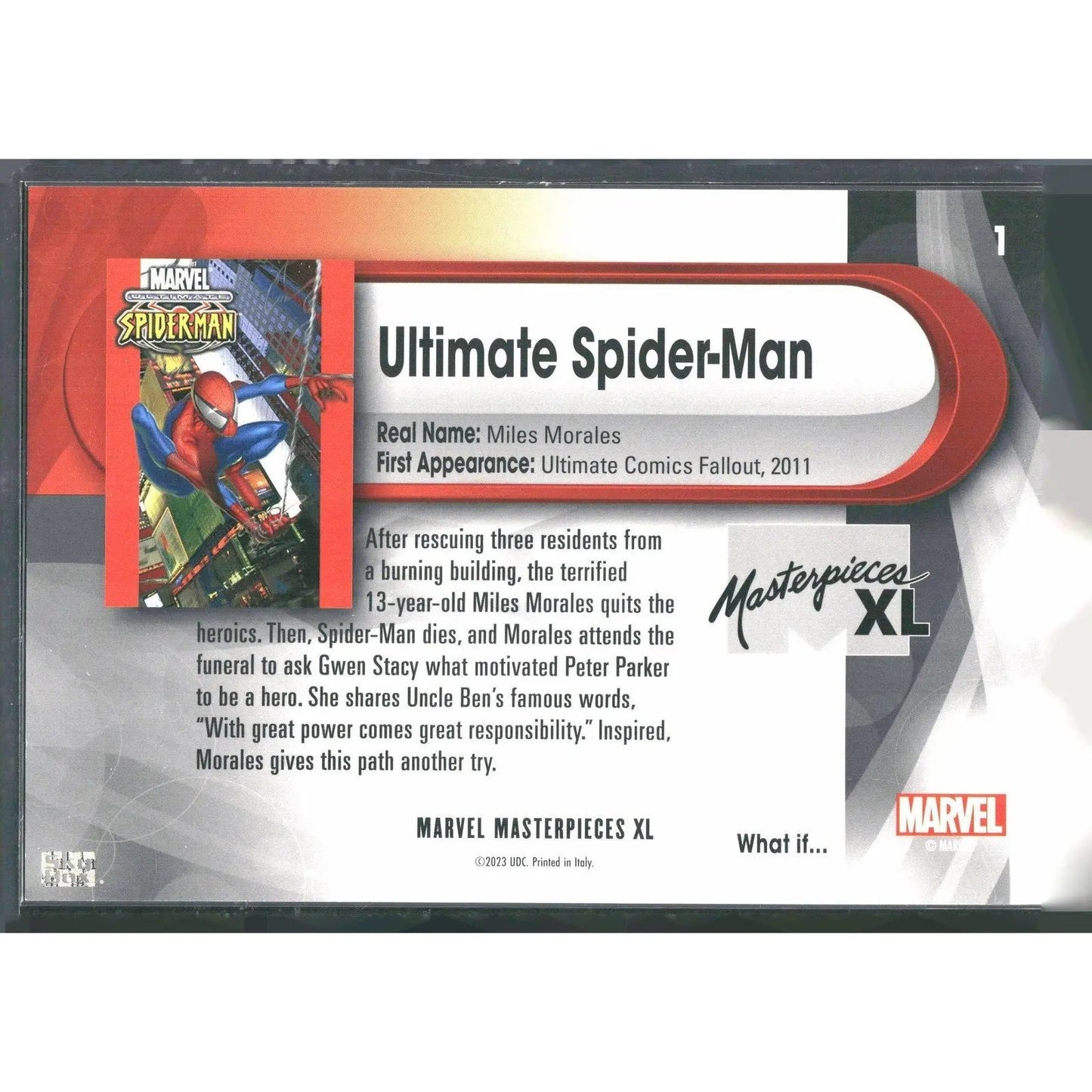 2024 SkyBox Marvel Masterpieces XL #1 Ultimate Spider - Man Lvl 1 - MOD Shop LLC