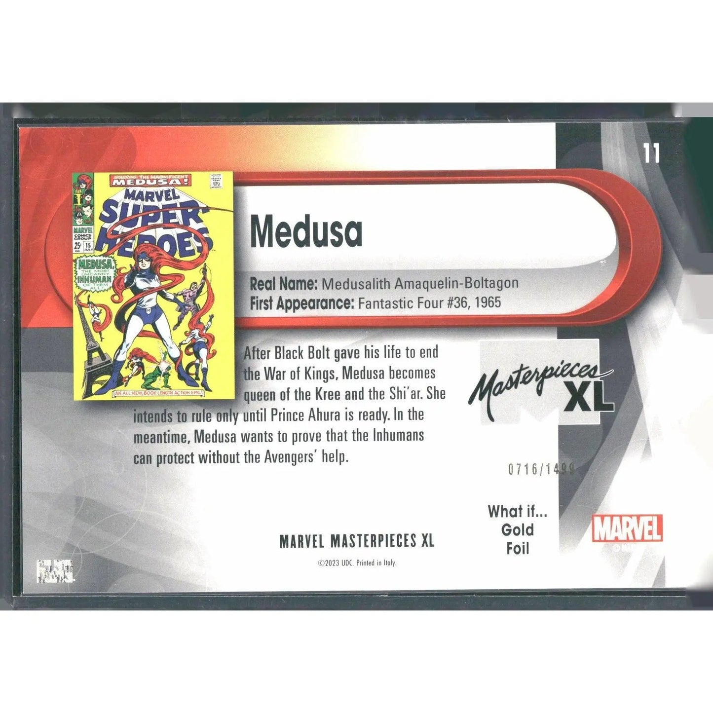 2024 SkyBox Marvel Masterpieces XL #11 Medusa Lvl 1 WI Gold /1499 - MOD Shop LLC