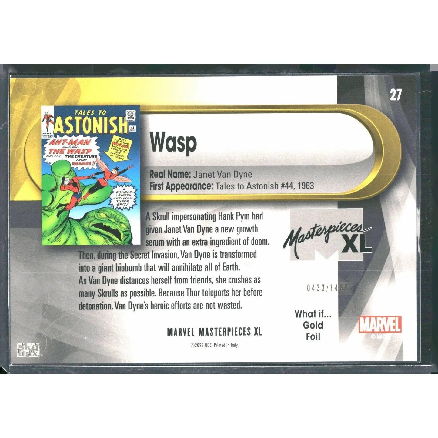 2024 SkyBox Marvel Masterpieces XL #27 Wasp Lvl 2 WI Gold /1499 - MOD Shop LLC