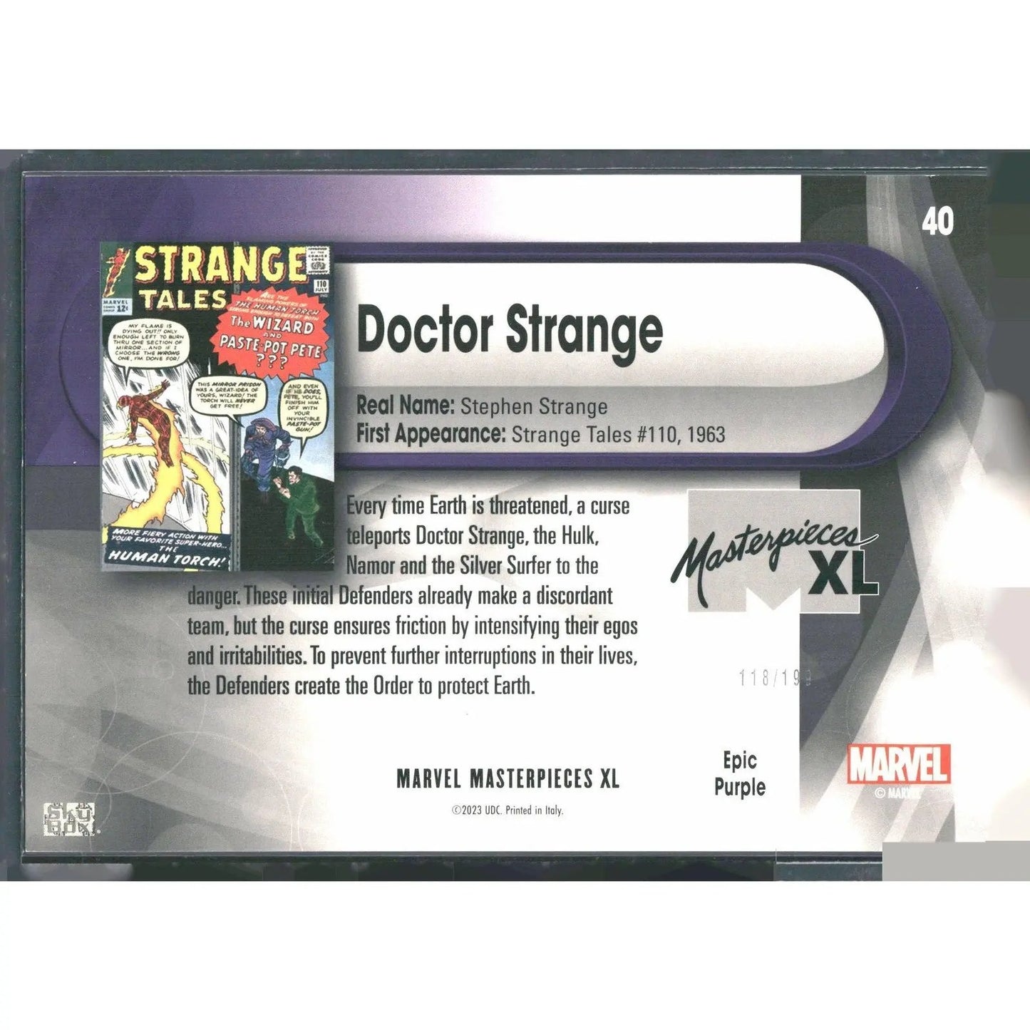 2024 SkyBox Marvel Masterpieces XL #40 Doctor Strange Epic Purple Foil /199 - MOD Shop LLC