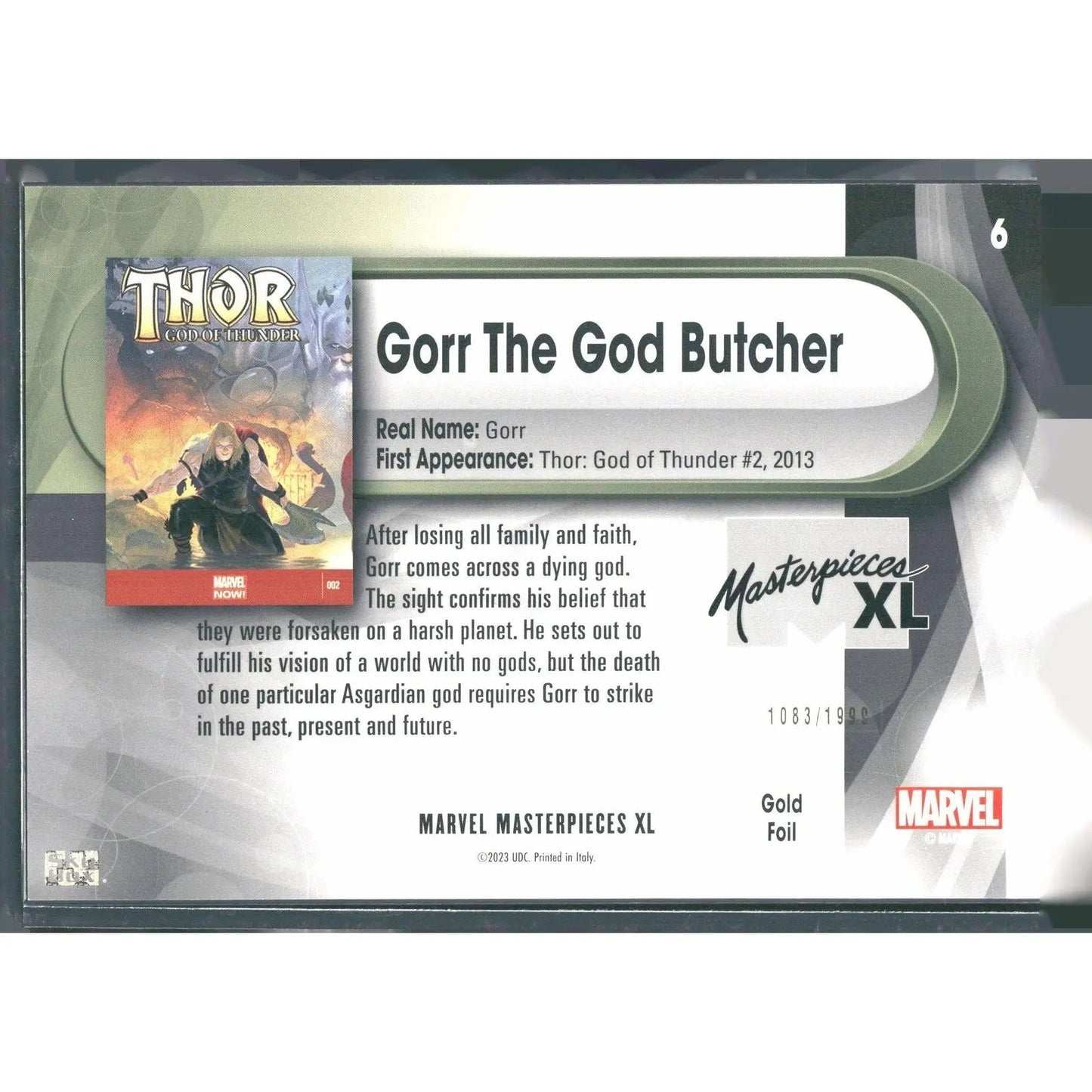 2024 SkyBox Marvel Masterpieces XL #6 Gorr The God Butcher Lvl 1 Gold Foil /1999 - MOD Shop LLC