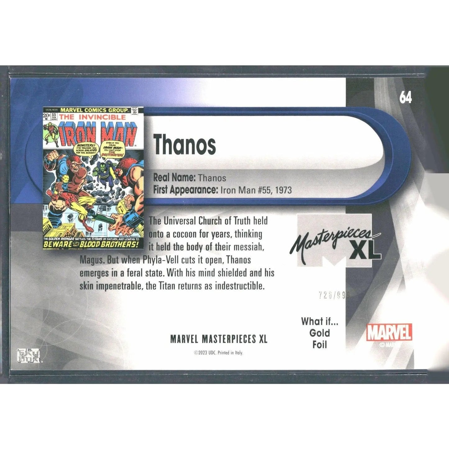2024 SkyBox Marvel Masterpieces XL #64 Thanos Lvl 3 WI Gold /999 - MOD Shop LLC