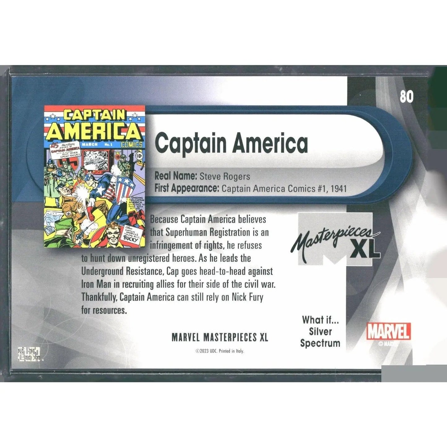 2024 SkyBox Marvel Masterpieces XL #80 Captain America WI Silver Spectrum #/10 - MOD Shop LLC
