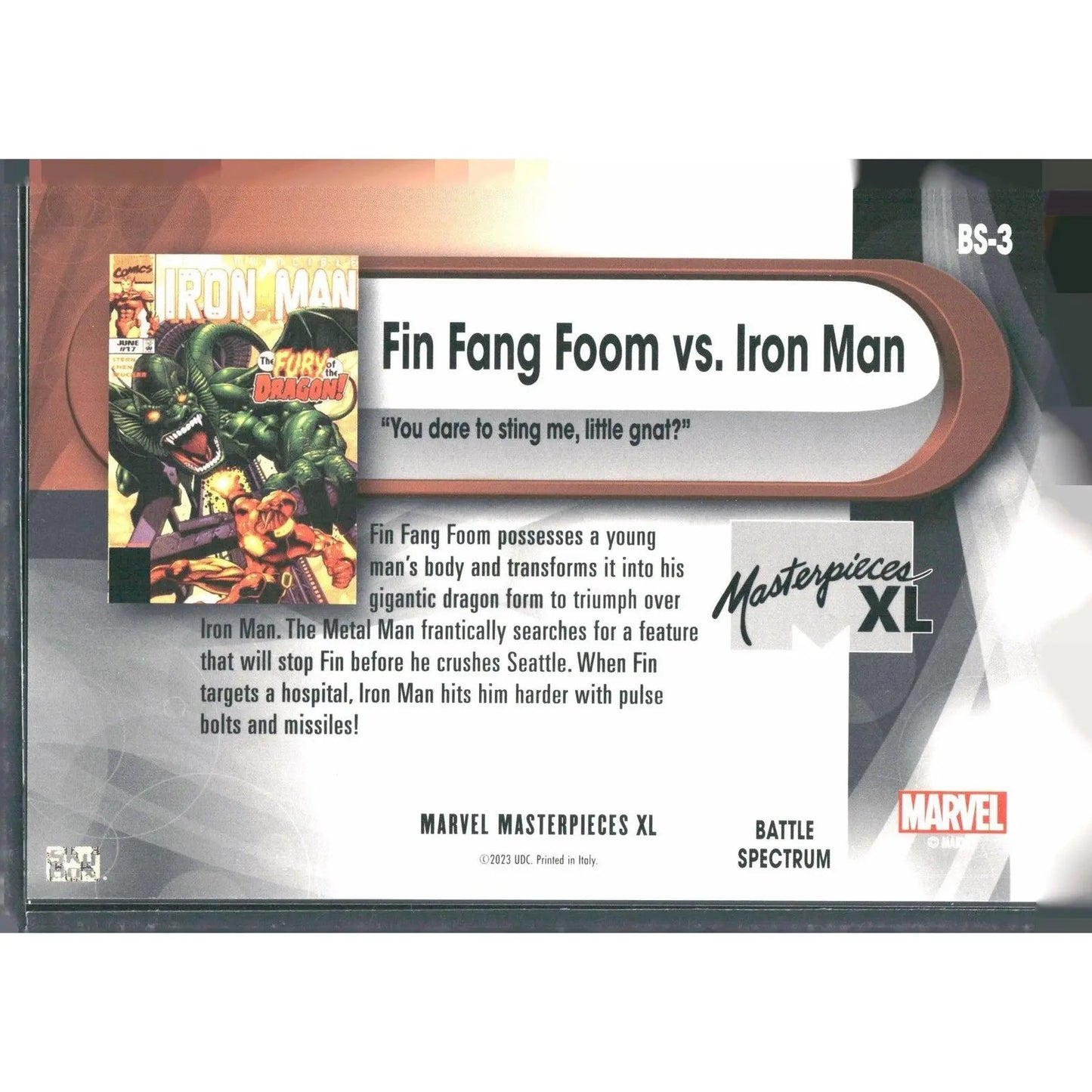2024 SkyBox Marvel Masterpieces XL #BS - 3 Fin Fang Foom / Iron Man Battle Spectr - MOD Shop LLC