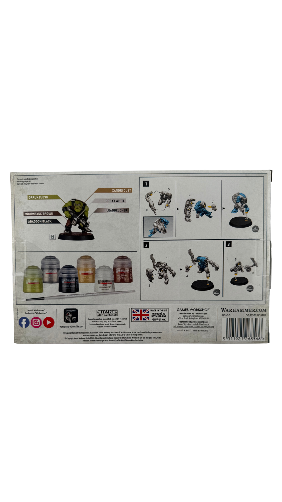 Warhammer 40K Orks Boyz + Paints Set | 3 Miniatures, 6 Citadel Paints & Starter Brush