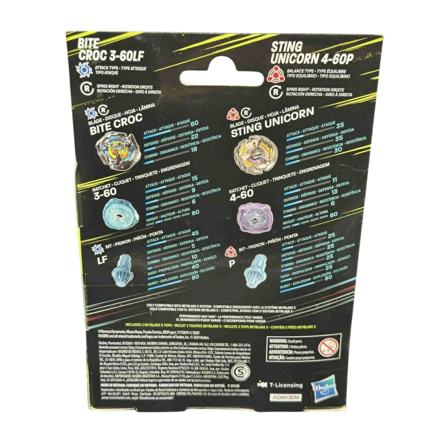 Beyblade X Dual Pack: Bite Croc 3‑60LF & Sting Unicorn 4‑60P - MOD Shop LLC