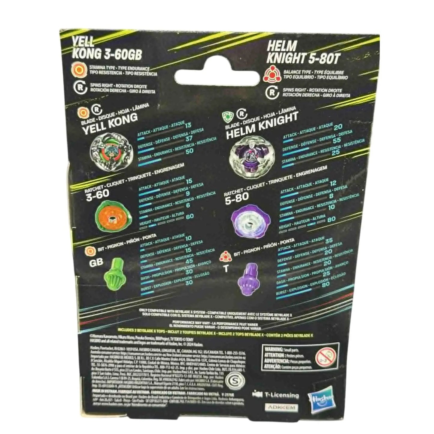 Beyblade X Dual Pack: Yell Kong 3‑60GB & Helm Knight 5‑80T - MOD Shop LLC