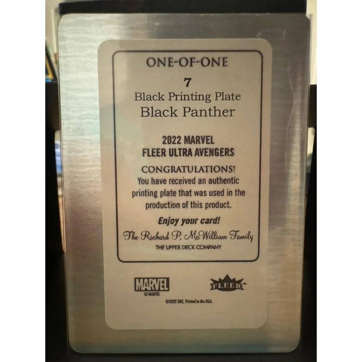 Black Panther 2022 Fleer Ultra Avengers Black Printing Plate 1/1 - MOD Shop LLC