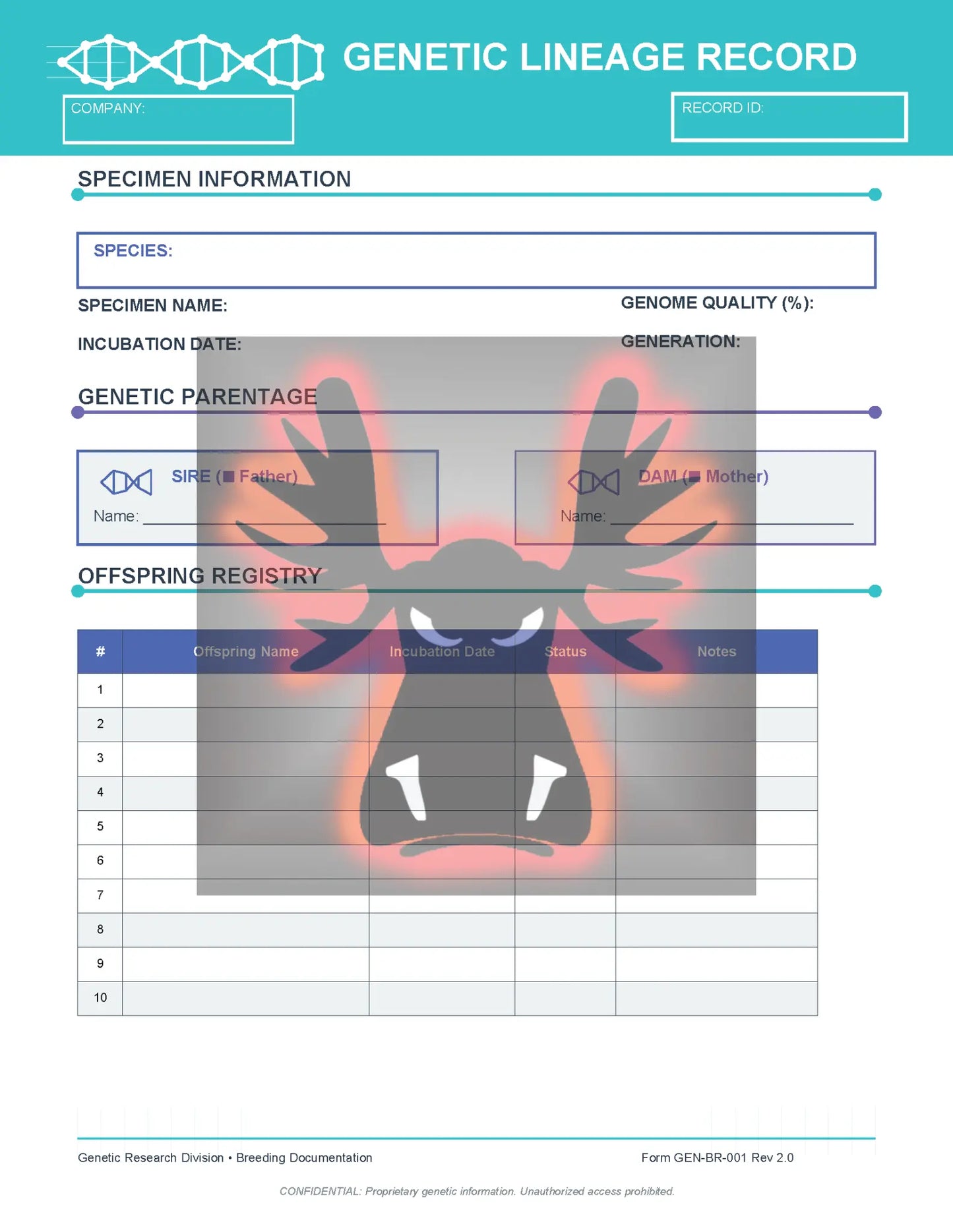 Dinosaur Genetic Lineage Record - MOD Shop LLC