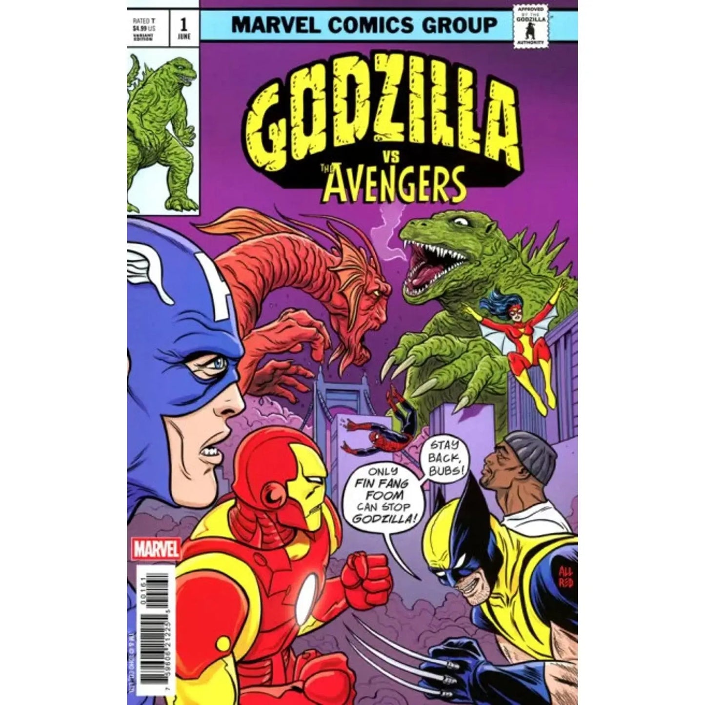 Godzilla vs. Avengers 1F Michael Allred King of Monsters Homage Variant - MOD Shop LLC