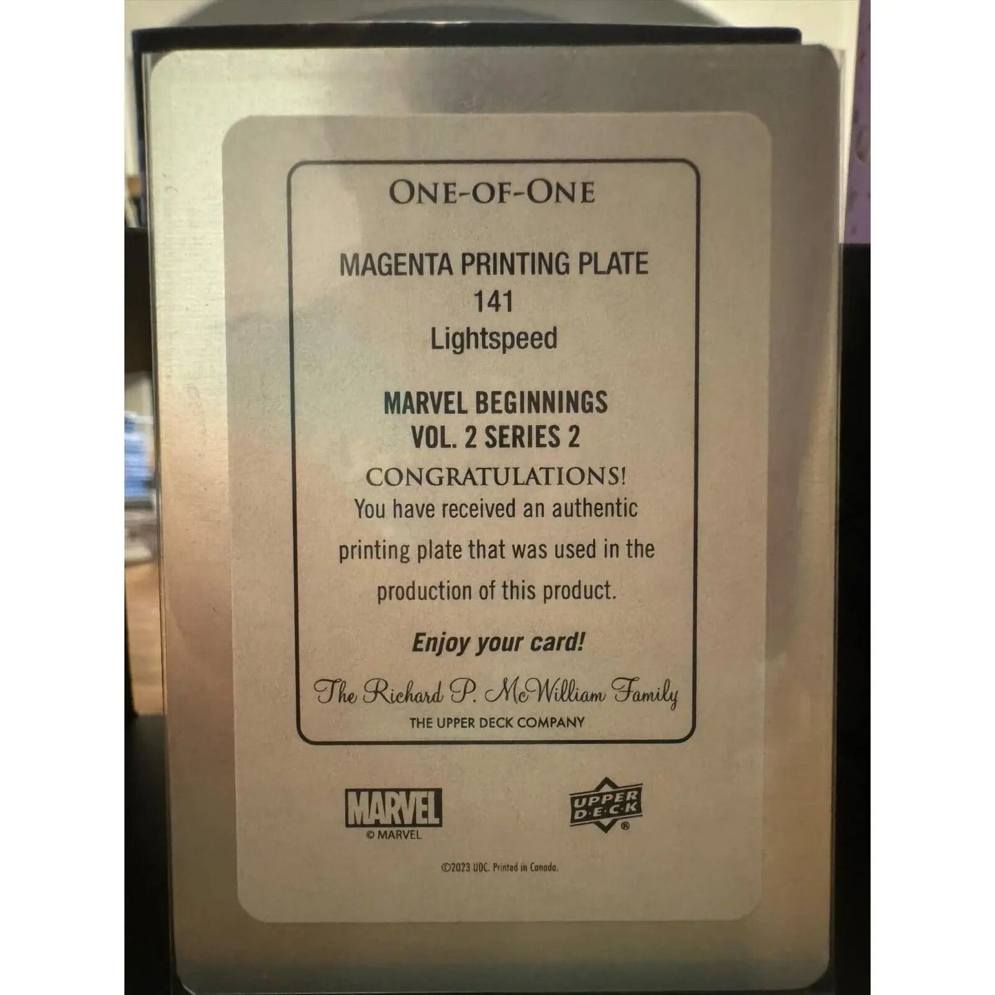 Lightspeed Magenta Printing Plate 1/1 Marvel Beginnings Volume 2 Series 2 - MOD Shop LLC