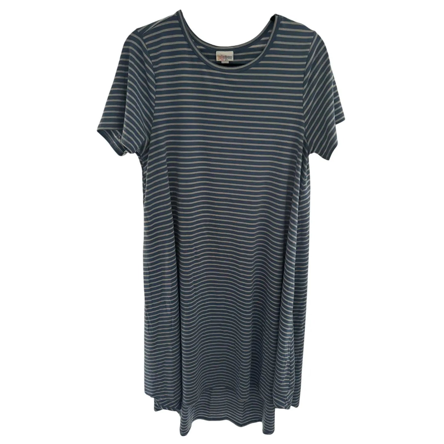 LuLaRoe Carly Dress – Blue & White Striped, Size M (Preowned, Excellent Condition) - MOD Shop LLC