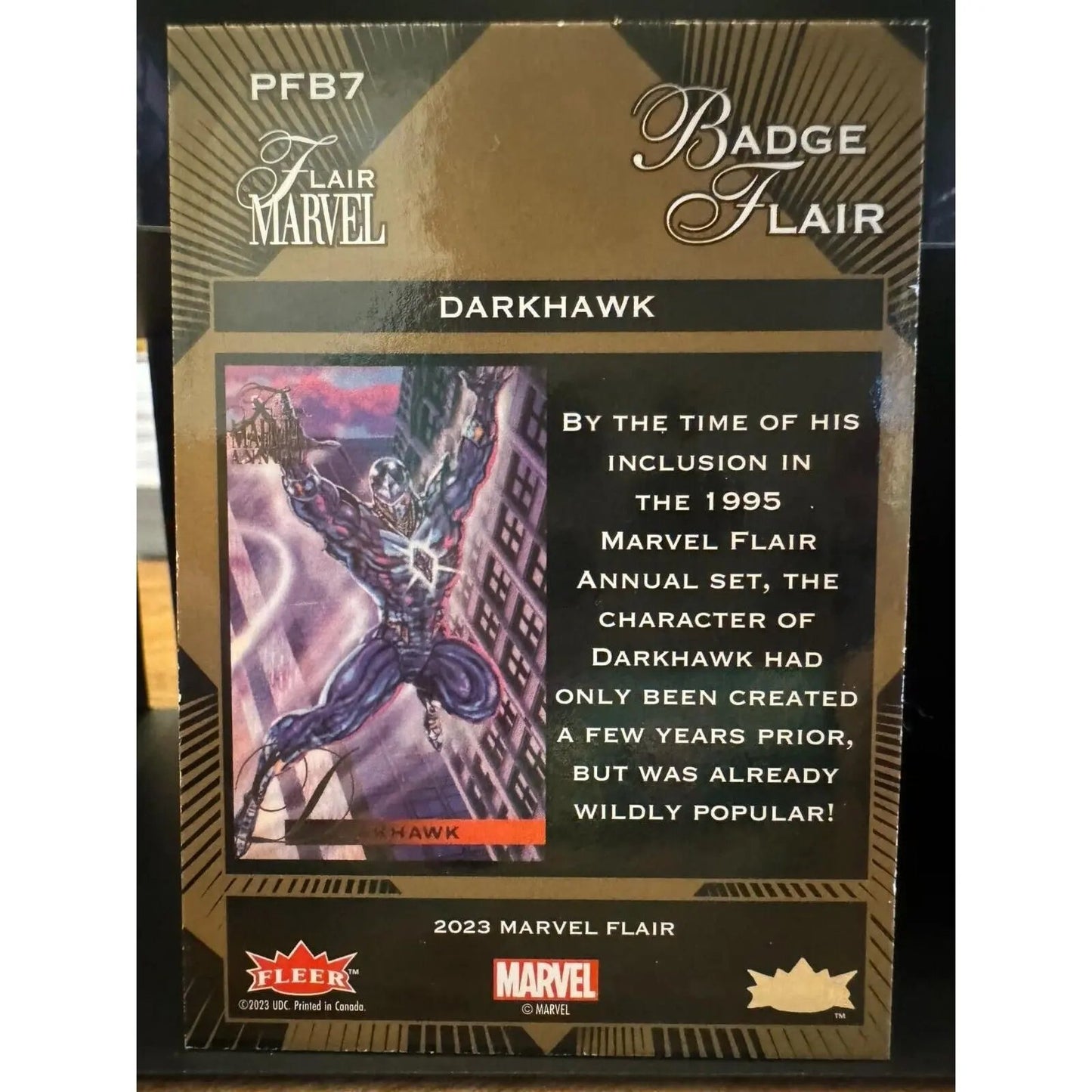 Marvel Flair BADGE FLAIR Insert Darkhawk PFB - 7 - MOD Shop LLC
