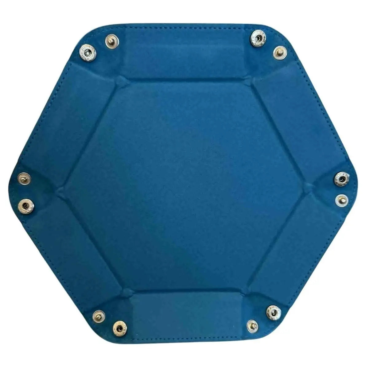 Premium Hexagonal Leather Dice Tray with Snap Closure - Dark Teal / Black Gaming Accessory - MOD Shop LLC