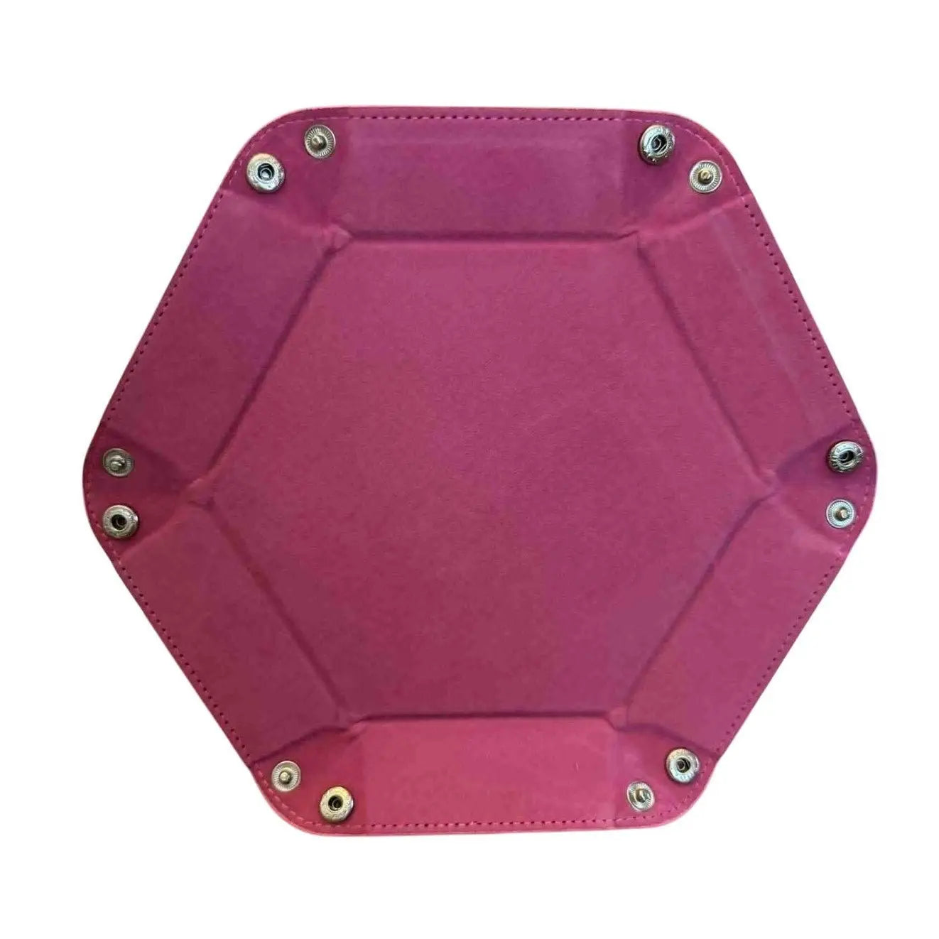 Premium Hexagonal Leather Dice Tray with Snap Closure - Pink / Black Gaming Accessory - MOD Shop LLC