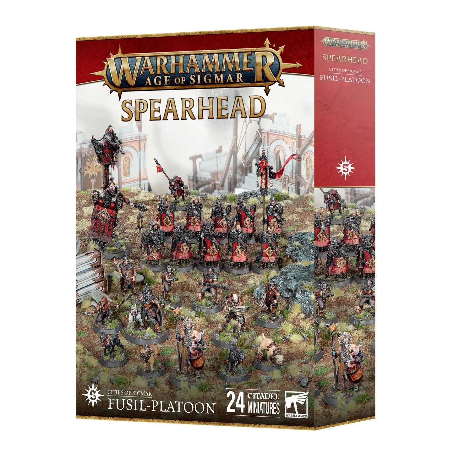 *PREORDER - RELEASE 6.14.2025* Warhammer Age of Sigmar Cities of Sigmar Spearhead: Fusil - Platoon - 24 Miniatures Mobile Gunnery Brigade Starter Set - MOD Shop LLC
