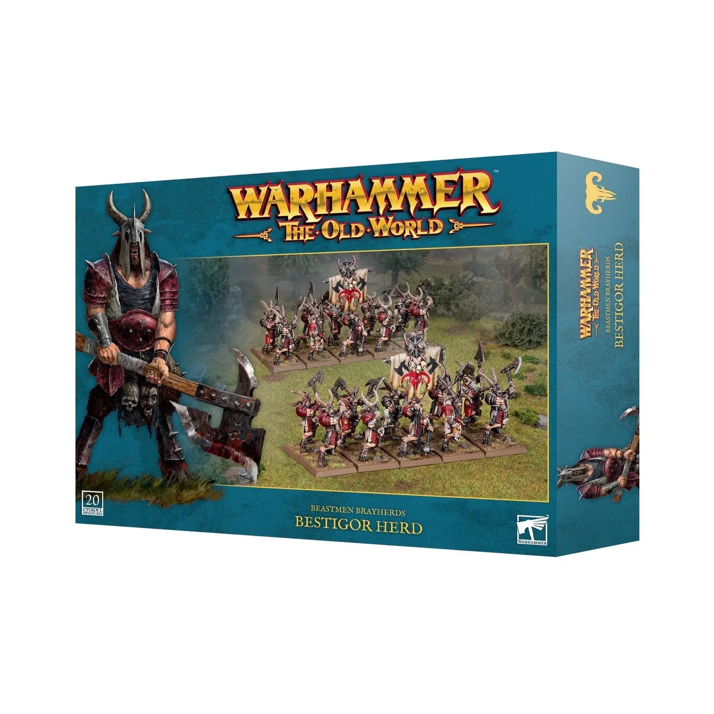 *PREORDER - RELEASE 6.14.2025* Warhammer The Old World Beastmen Brayherds Bestigor Herd - 20 Elite Heavy Infantry Models Kit - Games Workshop Multipart Plastic - MOD Shop LLC