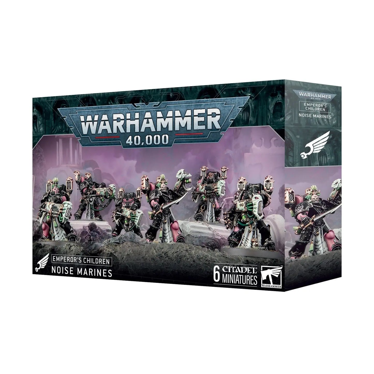 *PREORDER - RELEASE DATE 4.26.2025* Warhammer 40,000: Emperor's Children Noise Marines Combat Squad - Sonic Weaponry Elite Unit (6 Miniatures) - MOD Shop LLC