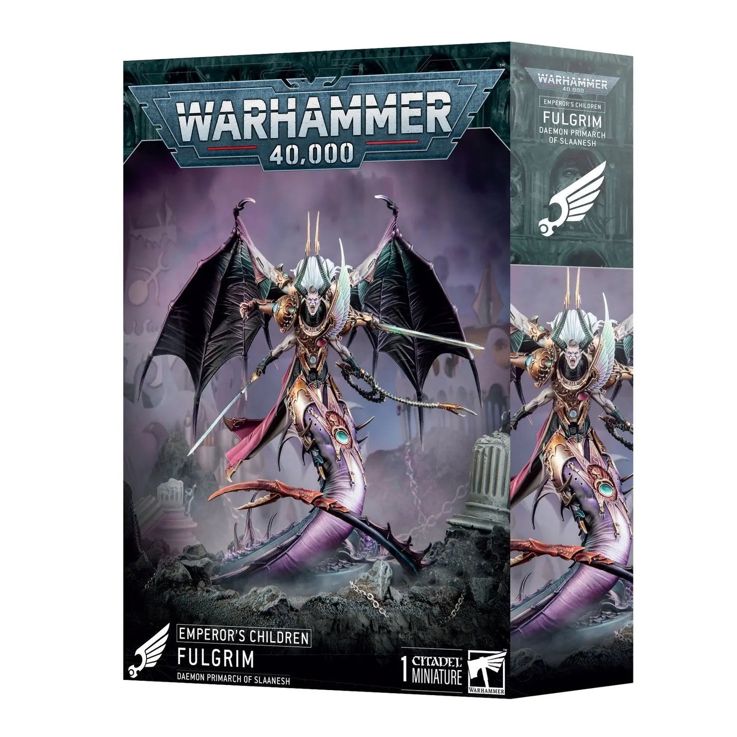 *PREORDER - RELEASE DATE 4.26.2025* Warhammer 40,000: Fulgrim, Daemon Primarch of Slaanesh - Emperor's Children Premium Collectors Miniature - MOD Shop LLC