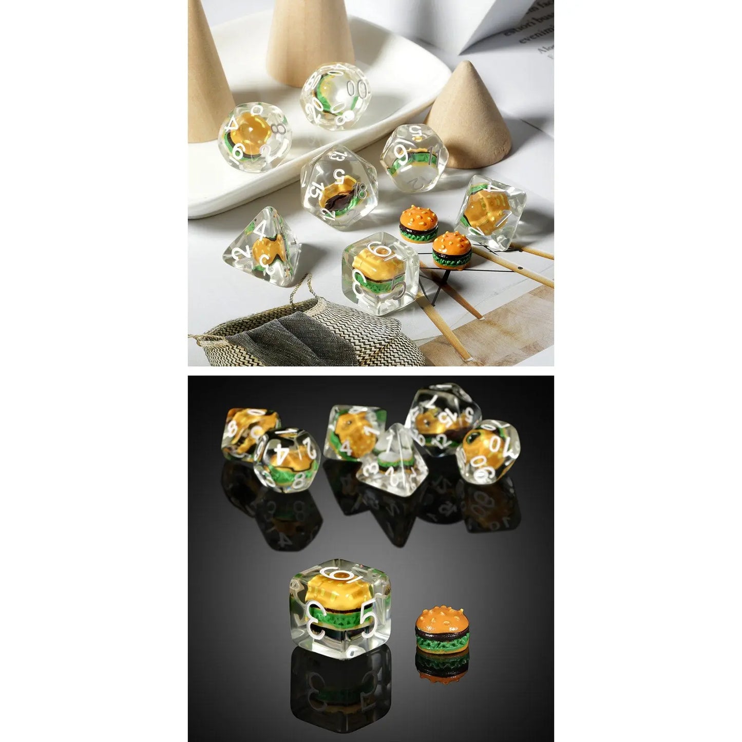 Resin Dice - Hamburger - 7 pc Set - MOD Shop LLC
