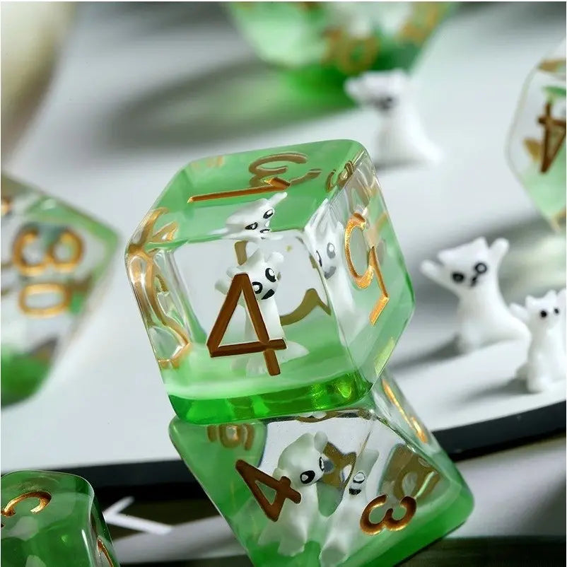 Resin Dice - Rave Kitty - 7 pc Set - MOD Shop LLC