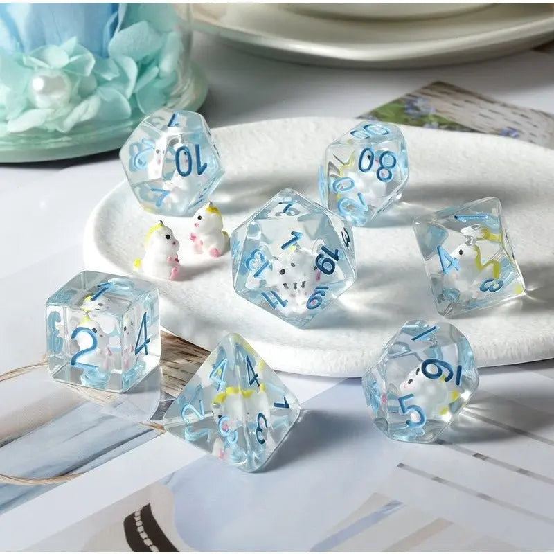 Resin Dice - Unicorn - 7 pc Set - MOD Shop LLC