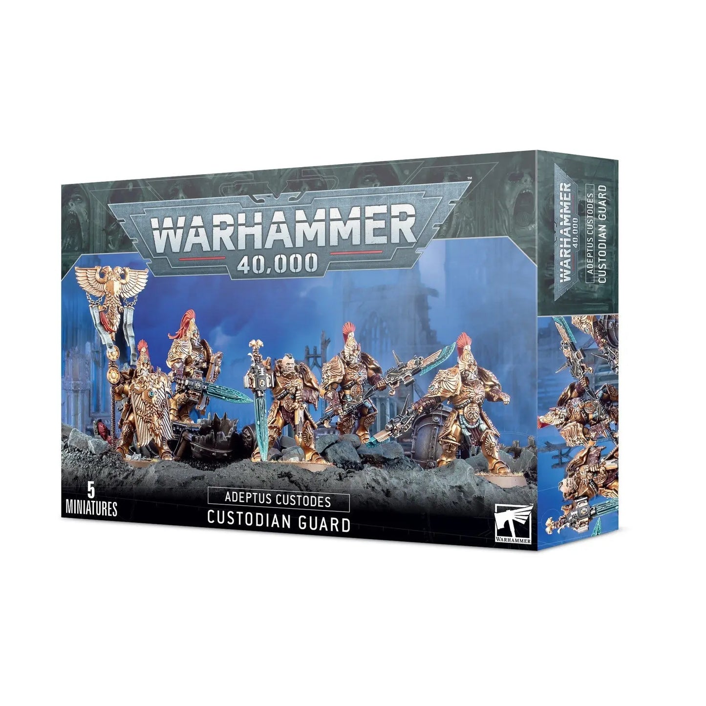 Warhammer 40,000 Adeptus Custodes Custodian Guard Squad - 5 Elite Miniatures | Games Workshop | Imperial Forces Battle Ready Kit - MOD Shop LLC