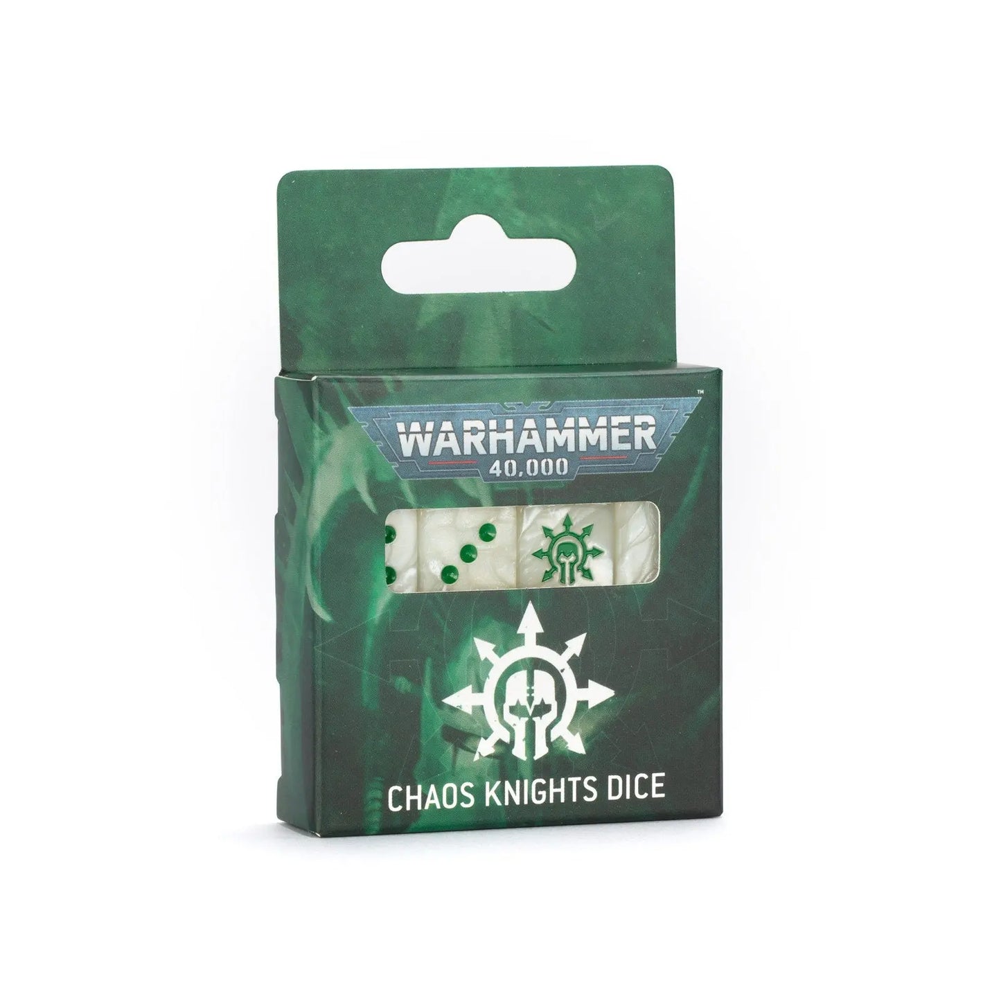 Warhammer 40,000 Chaos Knights Dice Set - Bone White and Emerald Green Gaming Dice - MOD Shop LLC