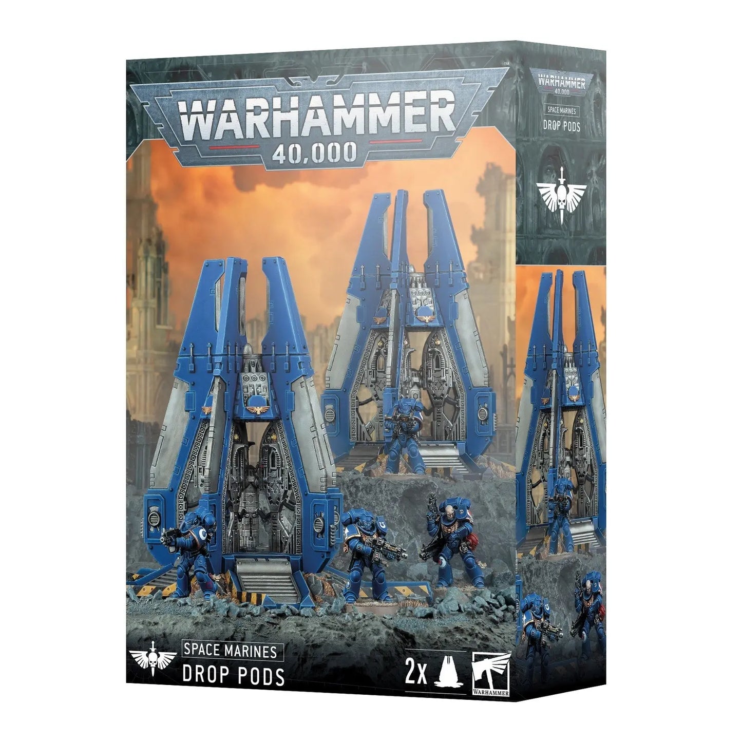 Warhammer 40,000 Space Marines Drop Pods 2025 Edition | Dual Pack Plastic Model Kit | Games Workshop 48 - 27 | Adeptus Astartes Orbital Transport | 66 - Piece Assembly | Chapter Icons Included | WH40K Tabletop Gaming - MOD Shop LLC