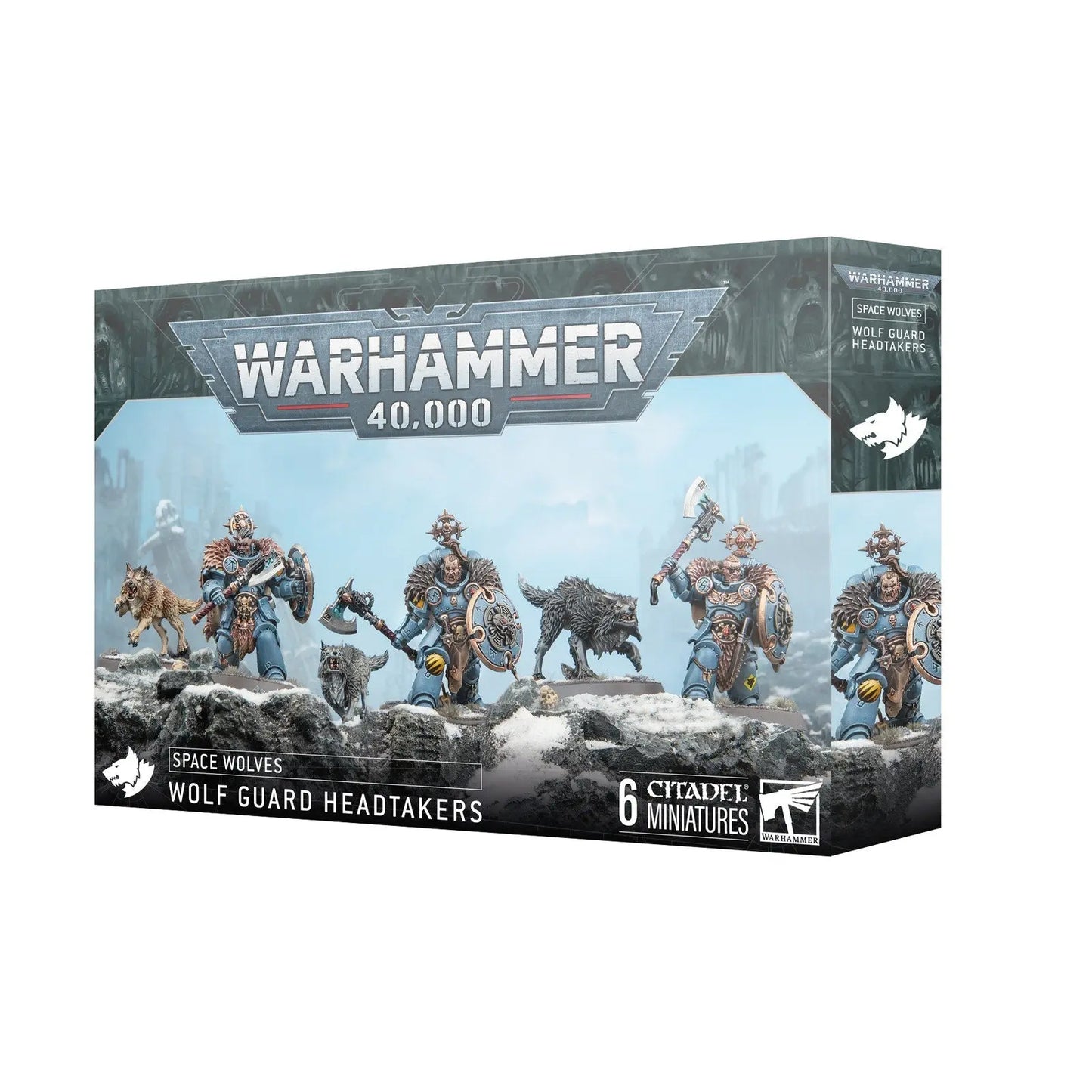 Warhammer 40,000 Space Wolves Wolf Guard Headtakers with Hunting Wolves - Elite Veteran Warriors Miniatures Set (6 Models) - Games Workshop Citadel Plastic Kit - MOD Shop LLC