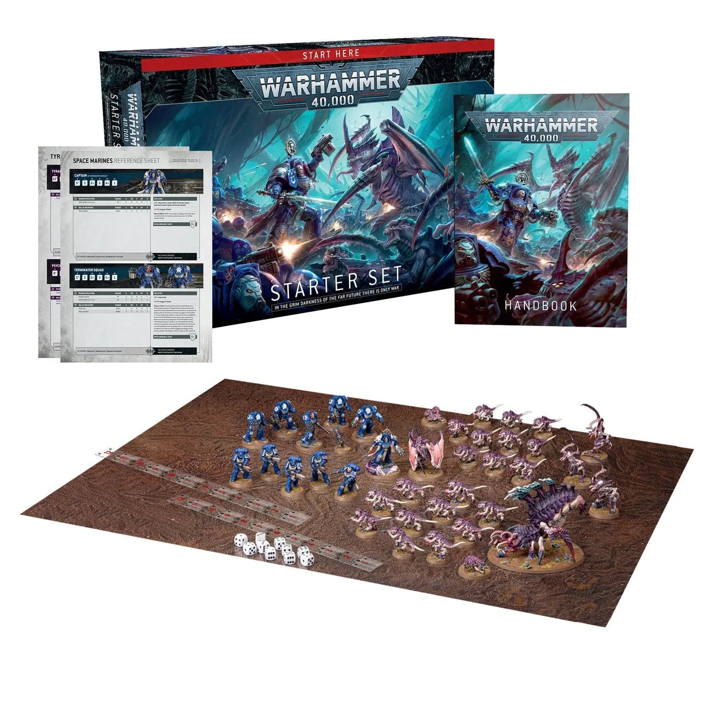 Warhammer 40,000 Starter Set - Space Marines vs Tyranids | 38 Push - Fit Miniatures | Complete Beginner's Guide | Gaming Mat & Dice Included | Ages 14+ | Games Workshop - MOD Shop LLC